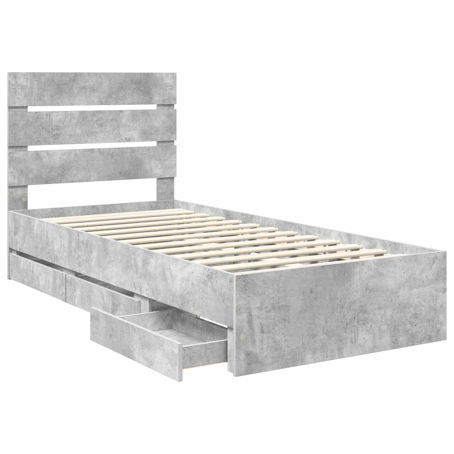 Bedframe met lade Beton Grijs 90 x 190 cm Ingenieurshout is nu te koop bij PeponiXL, paradijselijk wonen!