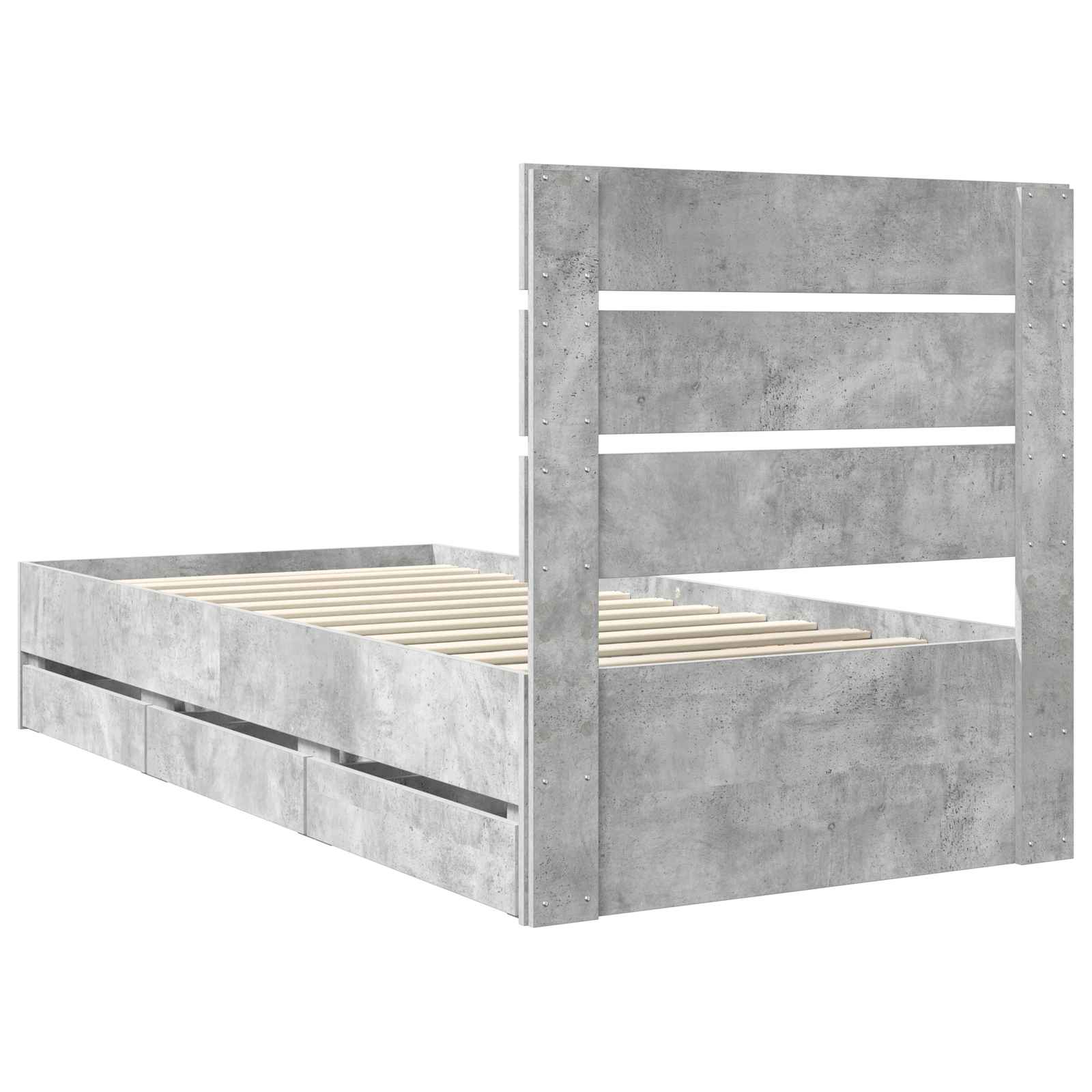 Bedframe met lade Beton Grijs 90 x 190 cm Ingenieurshout is nu te koop bij PeponiXL, paradijselijk wonen!
