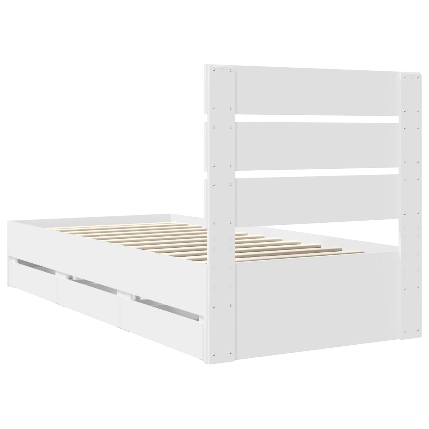 Bedframe met lade met hoofdeinde Wit 75 x 190 cm Ingenieurshout is nu te koop bij PeponiXL, paradijselijk wonen!