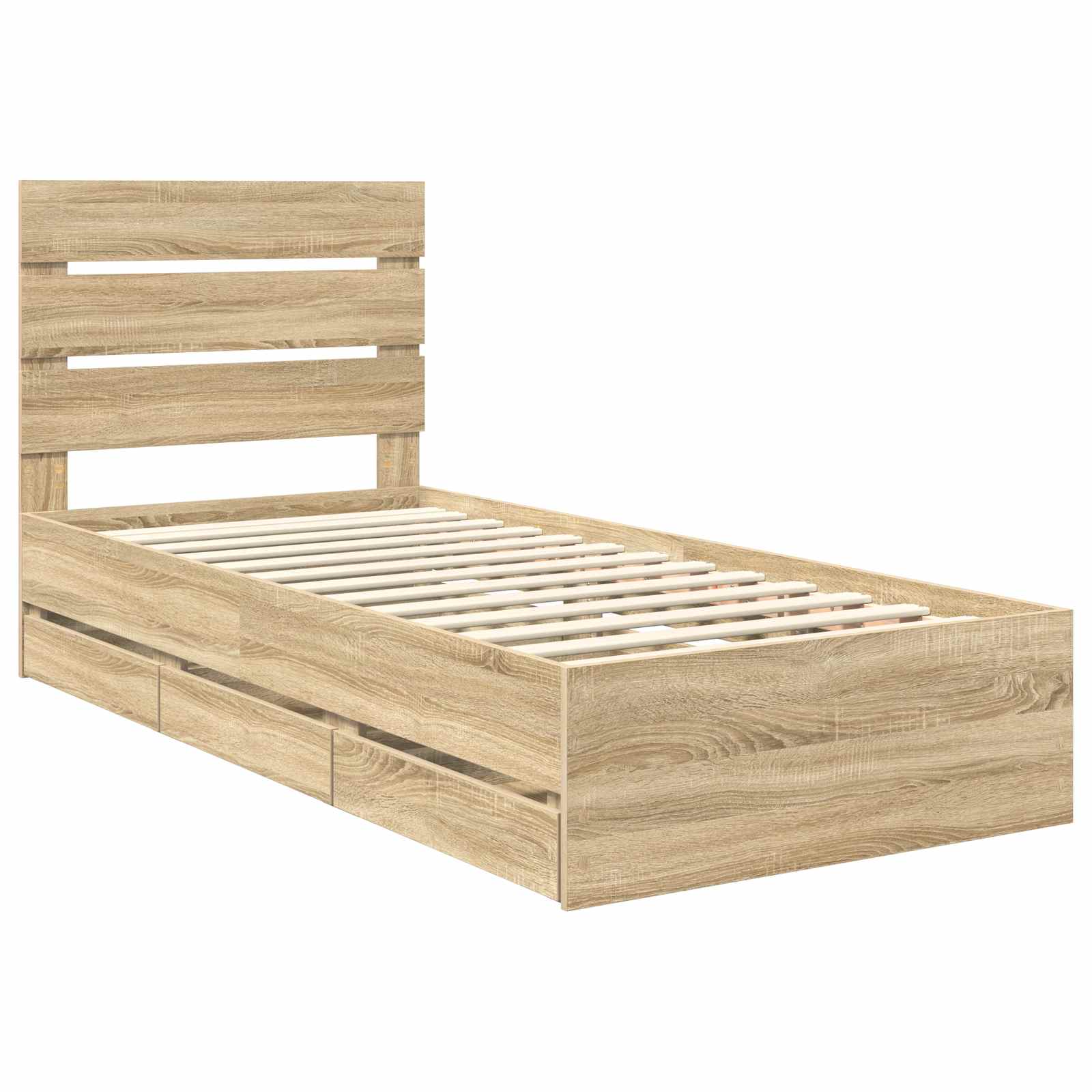 Bedframe met lade Sonoma Eiken 75 x 190 cm Ingenieurshout is nu te koop bij PeponiXL, paradijselijk wonen!