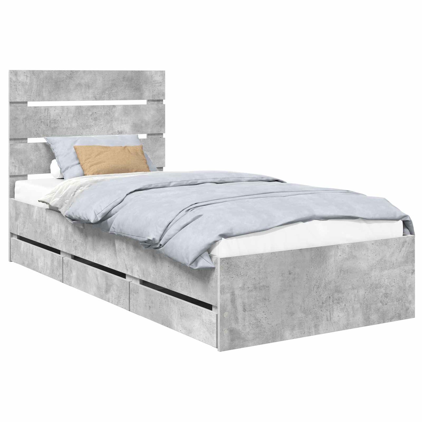 Bedframe met lade Beton Grijs 75 x 190 cm Ingenieurshout is nu te koop bij PeponiXL, paradijselijk wonen!