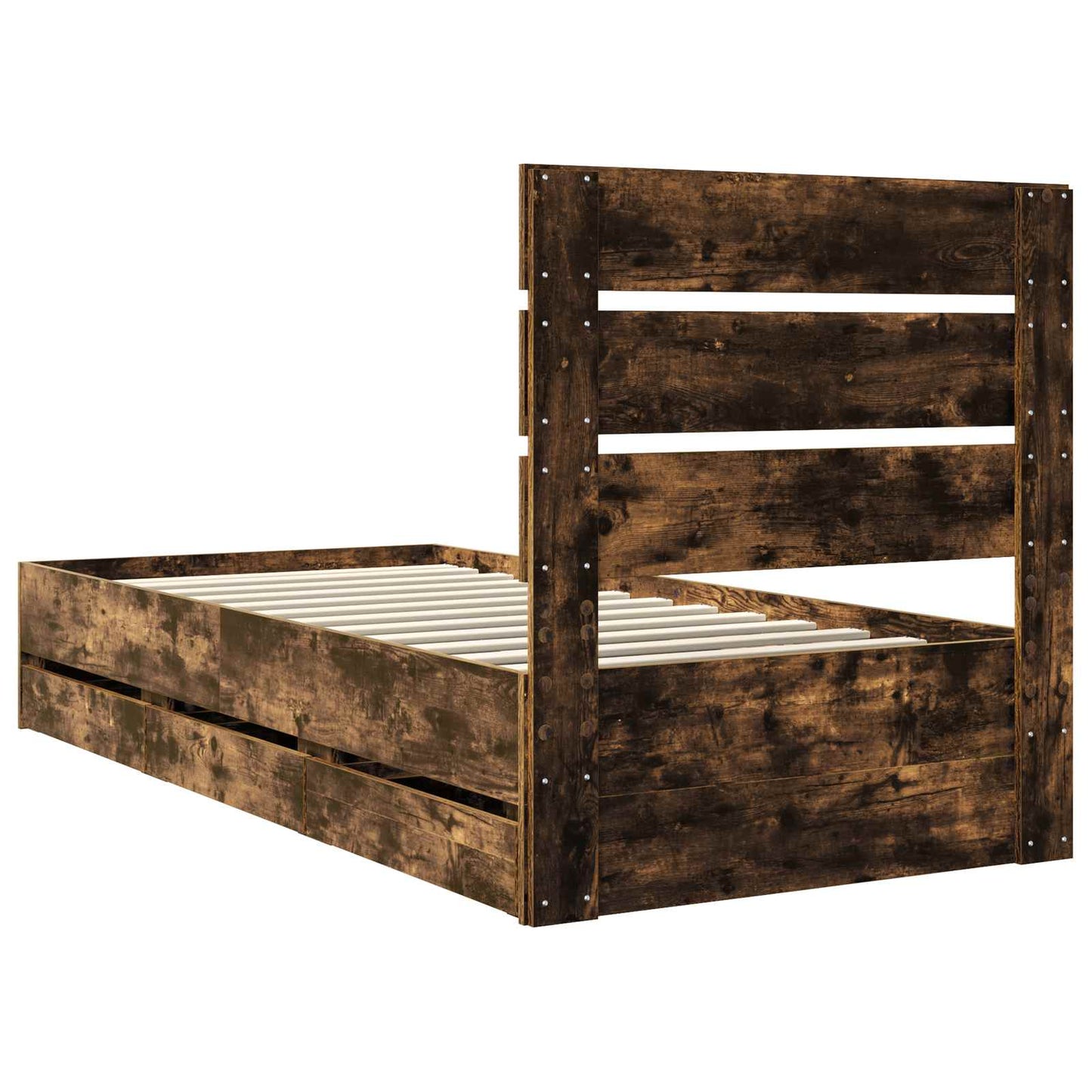 Bedframe met lade Gerookt eiken 75 x 190 cm Ingenieurshout is nu te koop bij PeponiXL, paradijselijk wonen!