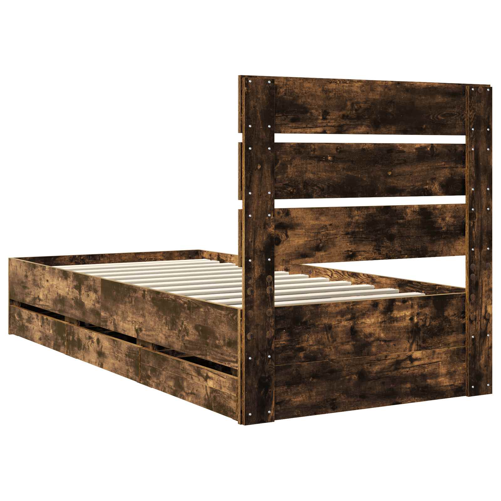Bedframe met lade Gerookt eiken 75 x 190 cm Ingenieurshout is nu te koop bij PeponiXL, paradijselijk wonen!
