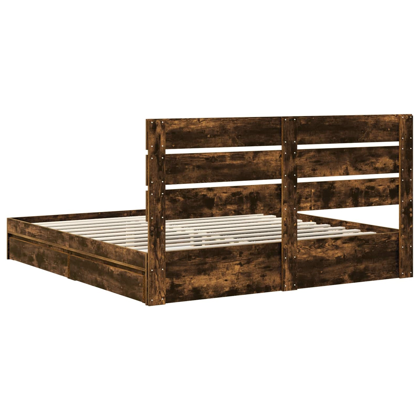 Opslag bed met lade Gerookt eiken 180 x 200 cm Bewerkt hout is nu te koop bij PeponiXL, paradijselijk wonen!