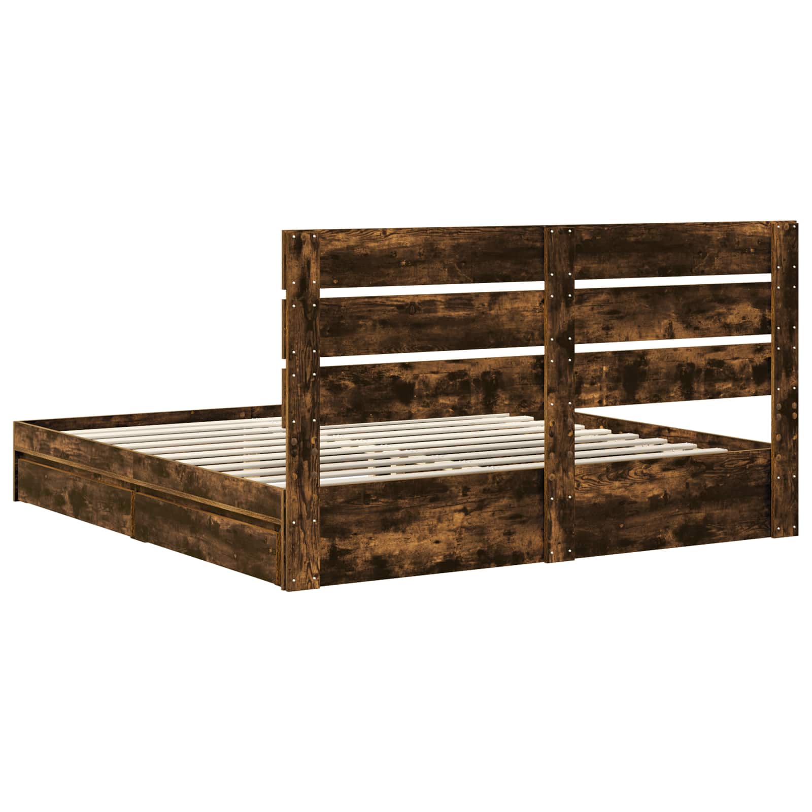 Opslag bed met lade Gerookt eiken 180 x 200 cm Bewerkt hout is nu te koop bij PeponiXL, paradijselijk wonen!