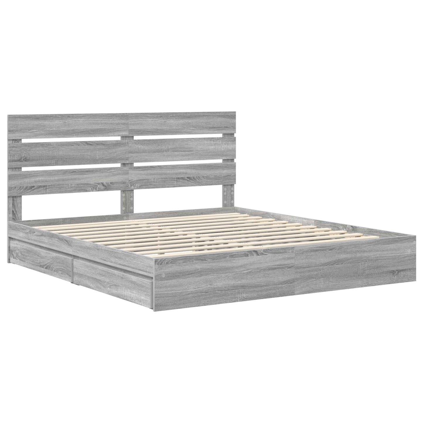 Opslag bed met lade Grijs Sonoma 180 x 200 cm Bewerkt hout is nu te koop bij PeponiXL, paradijselijk wonen!