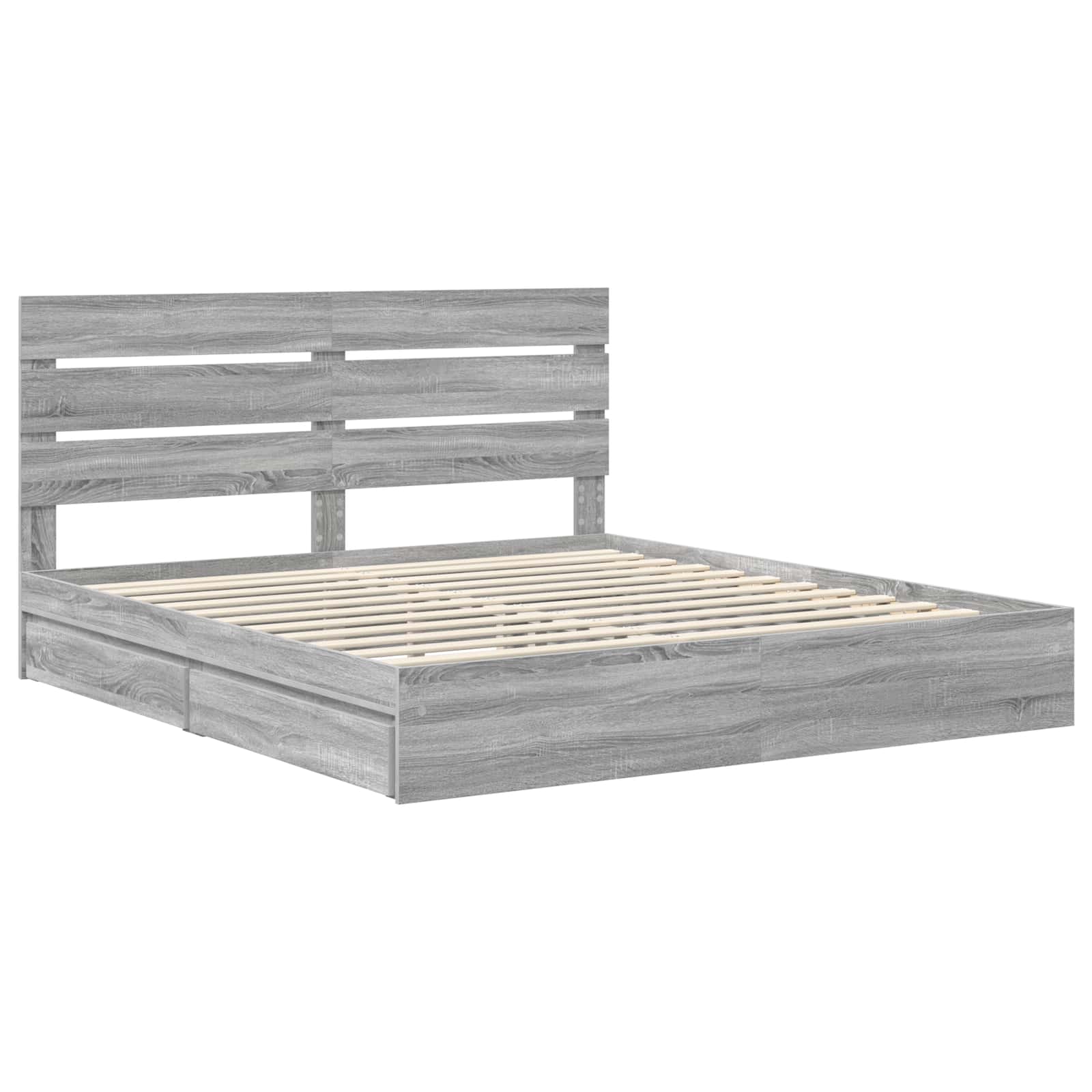 Opslag bed met lade Grijs Sonoma 180 x 200 cm Bewerkt hout is nu te koop bij PeponiXL, paradijselijk wonen!