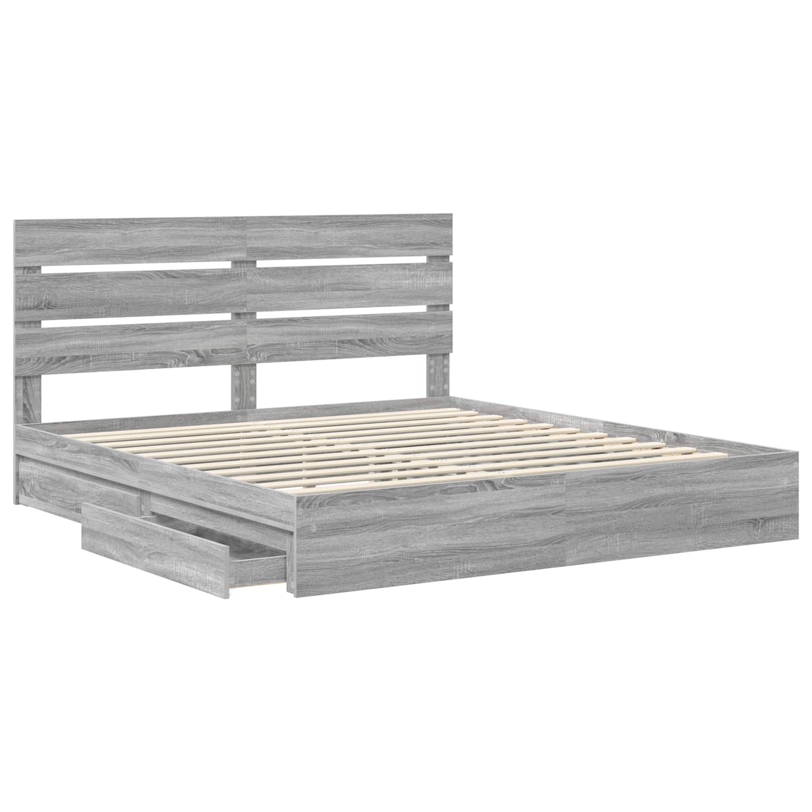Opslag bed met lade Grijs Sonoma 180 x 200 cm Bewerkt hout is nu te koop bij PeponiXL, paradijselijk wonen!