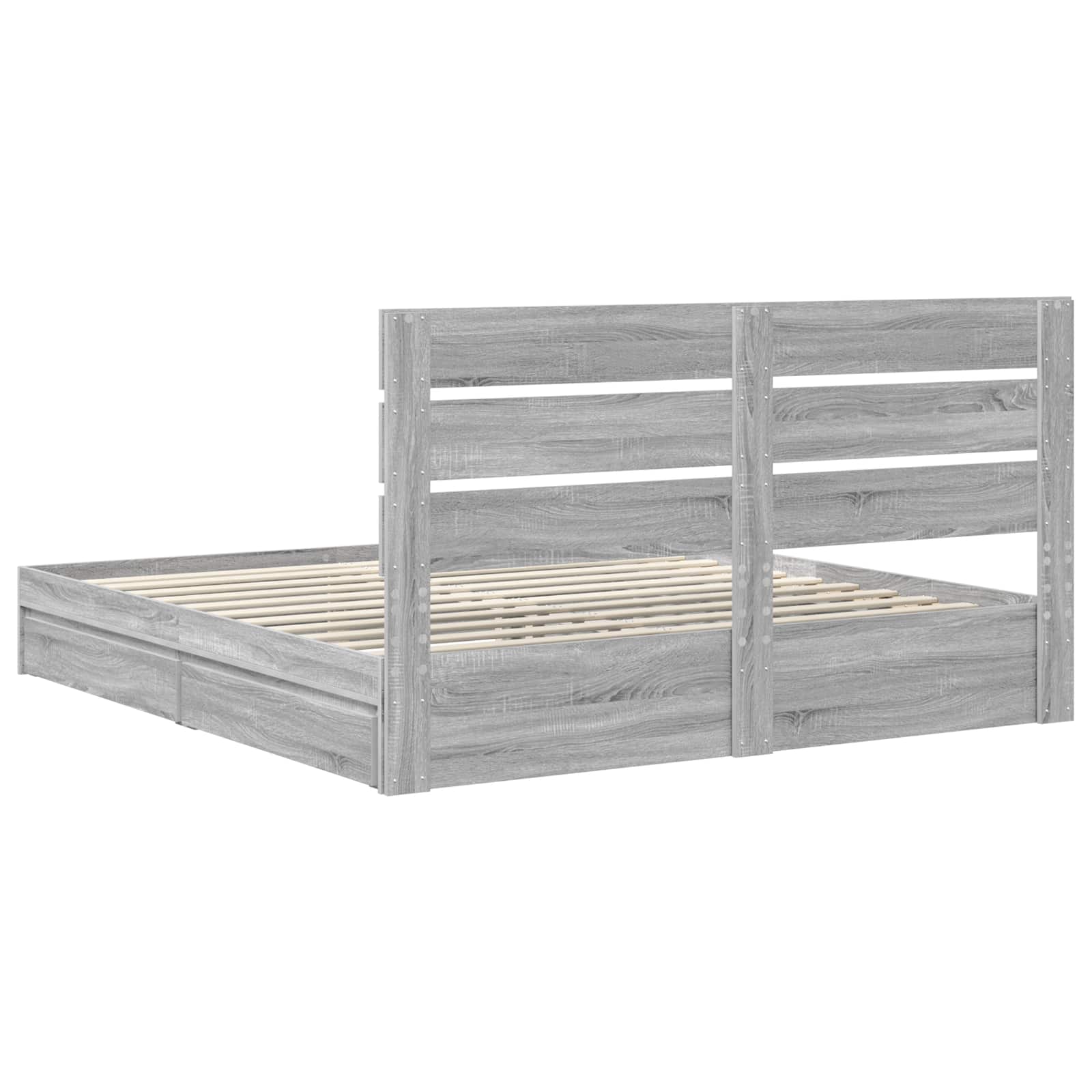 Opslag bed met lade Grijs Sonoma 180 x 200 cm Bewerkt hout is nu te koop bij PeponiXL, paradijselijk wonen!