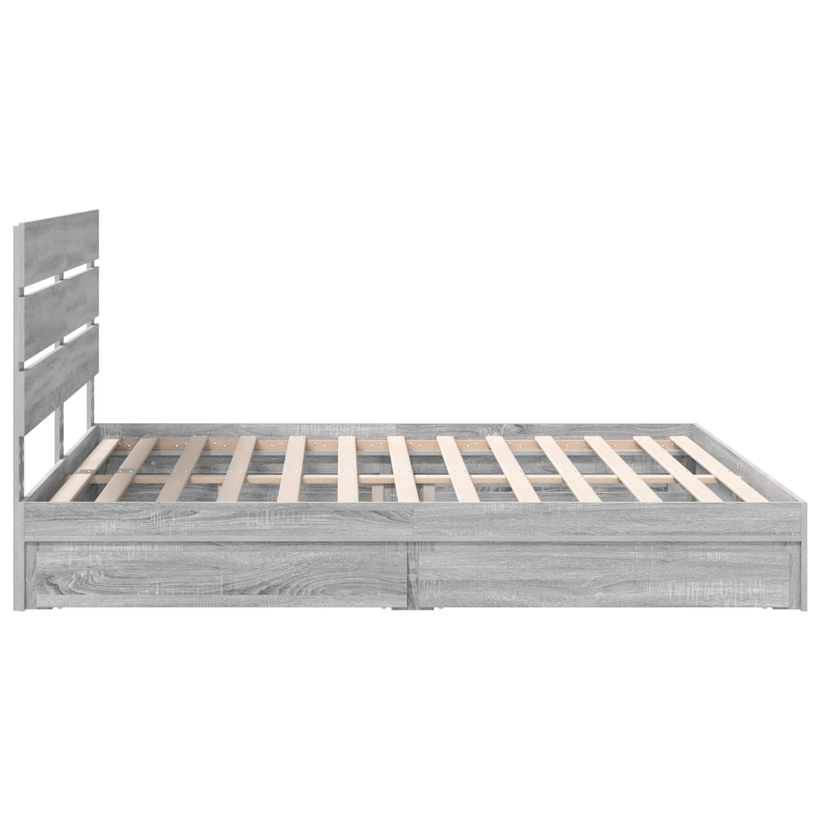 Opslag bed met lade Grijs Sonoma 180 x 200 cm Bewerkt hout is nu te koop bij PeponiXL, paradijselijk wonen!
