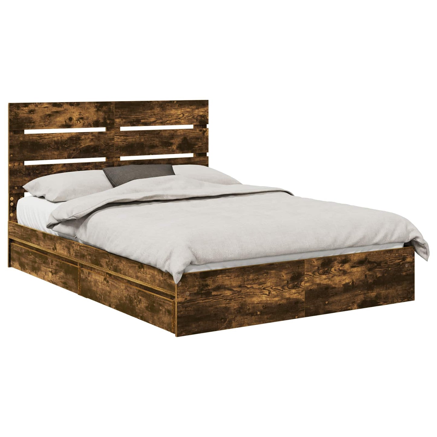 Opslag bed met lade Gerookt eiken 160 x 200 cm Bewerkt hout is nu te koop bij PeponiXL, paradijselijk wonen!