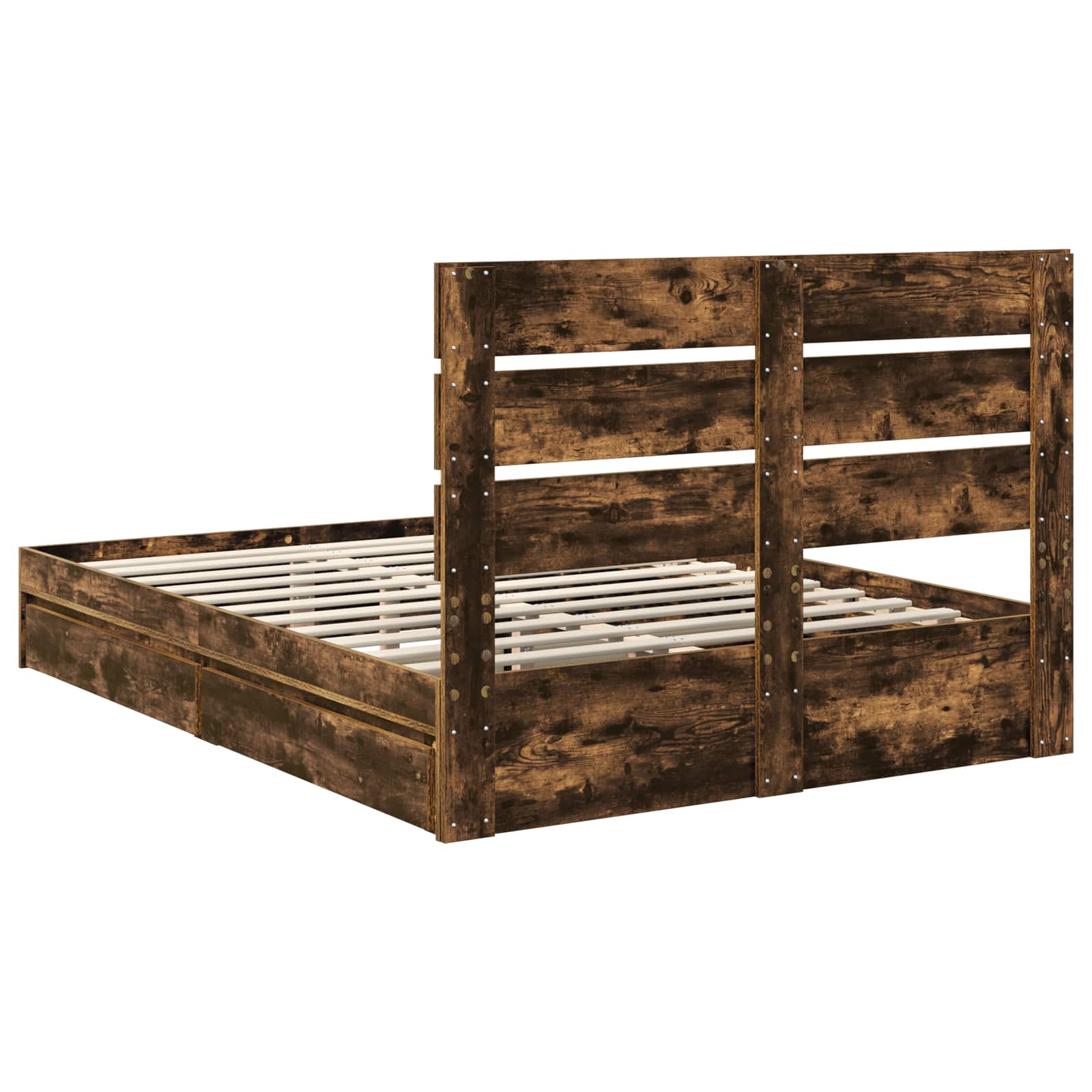 Opslag bed met lade Gerookt eiken 160 x 200 cm Bewerkt hout is nu te koop bij PeponiXL, paradijselijk wonen!