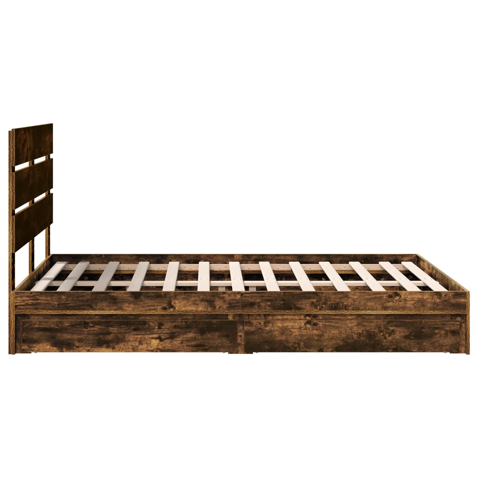 Opslag bed met lade Gerookt eiken 160 x 200 cm Bewerkt hout is nu te koop bij PeponiXL, paradijselijk wonen!