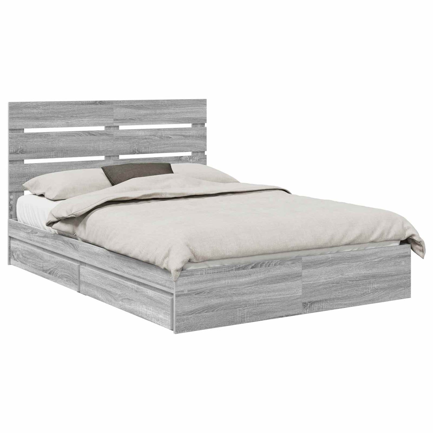 Opslag bed met lade Grijs Sonoma 160 x 200 cm Bewerkt hout is nu te koop bij PeponiXL, paradijselijk wonen!