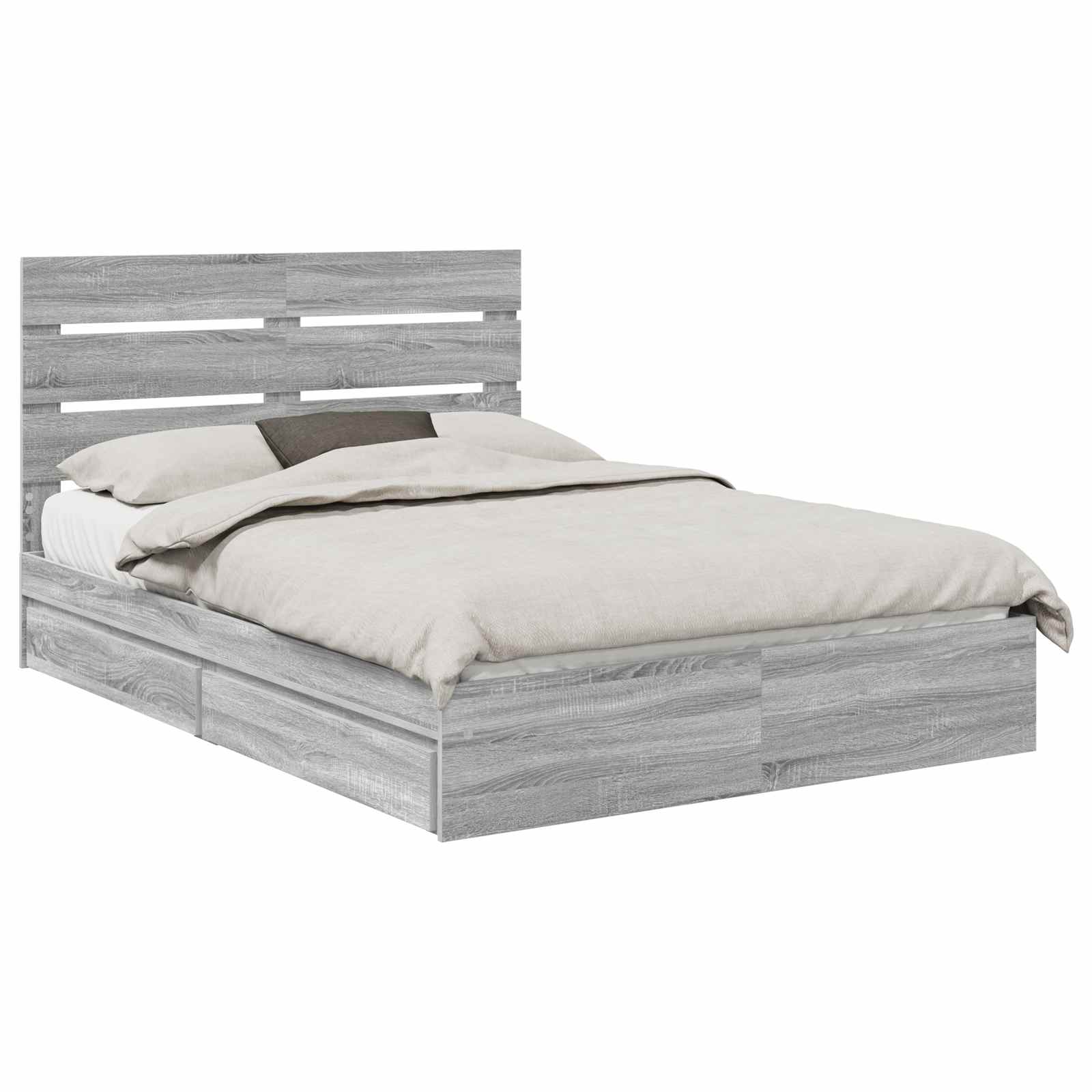Opslag bed met lade Grijs Sonoma 160 x 200 cm Bewerkt hout is nu te koop bij PeponiXL, paradijselijk wonen!