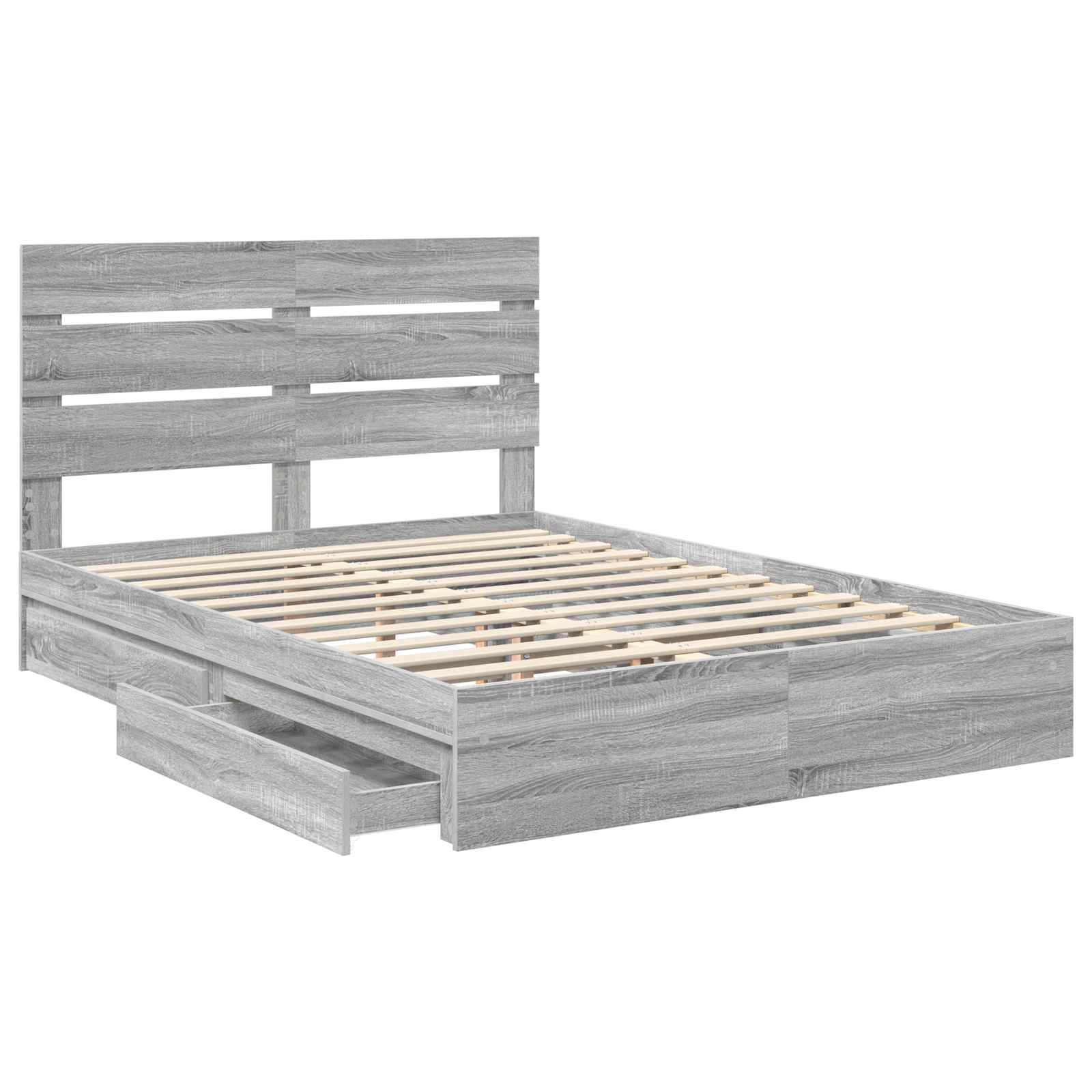 Opslag bed met lade Grijs Sonoma 160 x 200 cm Bewerkt hout is nu te koop bij PeponiXL, paradijselijk wonen!