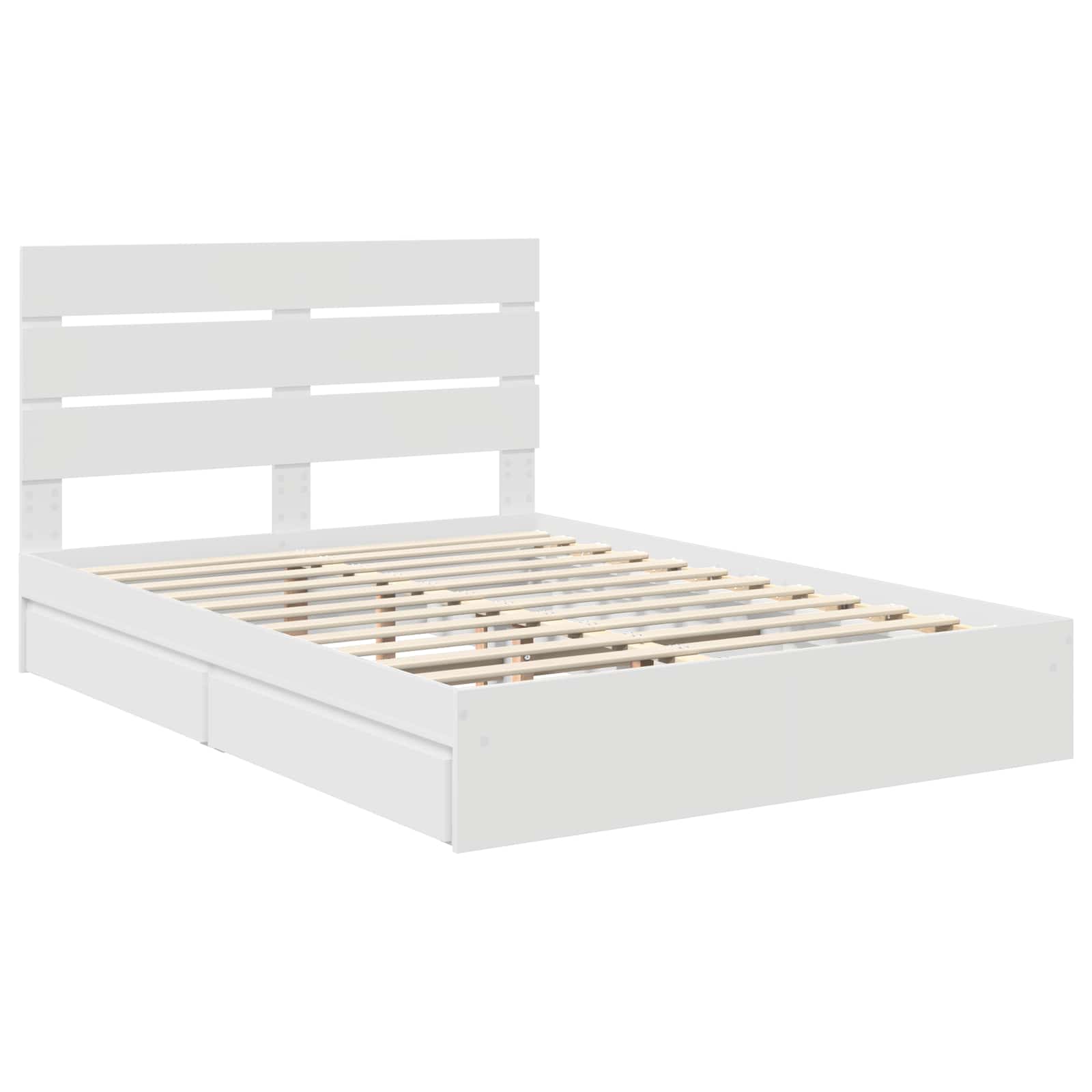 Opslag bed met hoofdeinde Wit 150 x 200 cm Bewerkt hout is nu te koop bij PeponiXL, paradijselijk wonen!