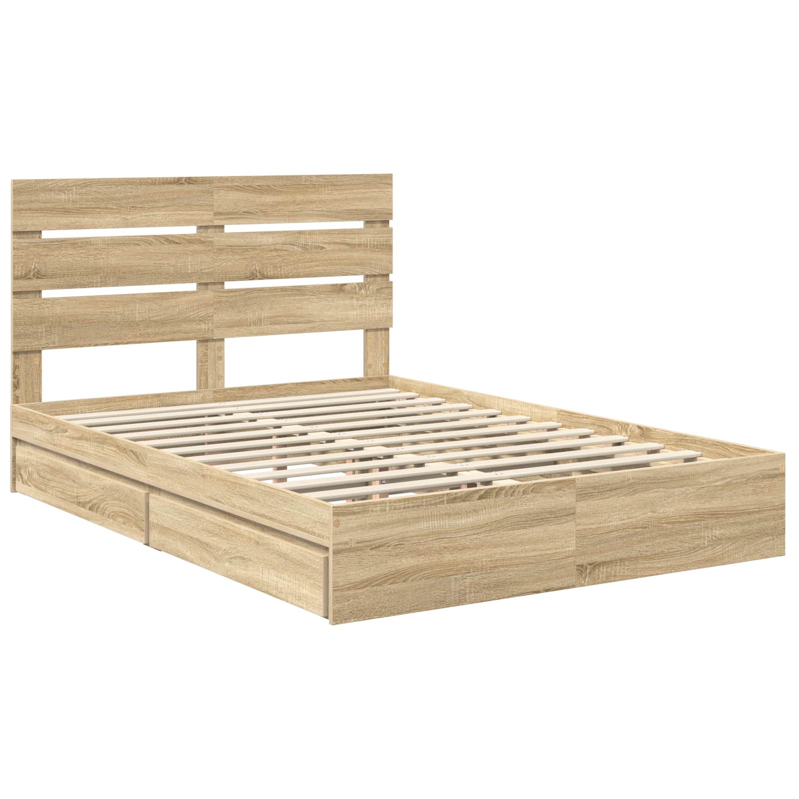 Opslag bed met lade Sonoma Eiken 150 x 200 cm Bewerkt hout is nu te koop bij PeponiXL, paradijselijk wonen!