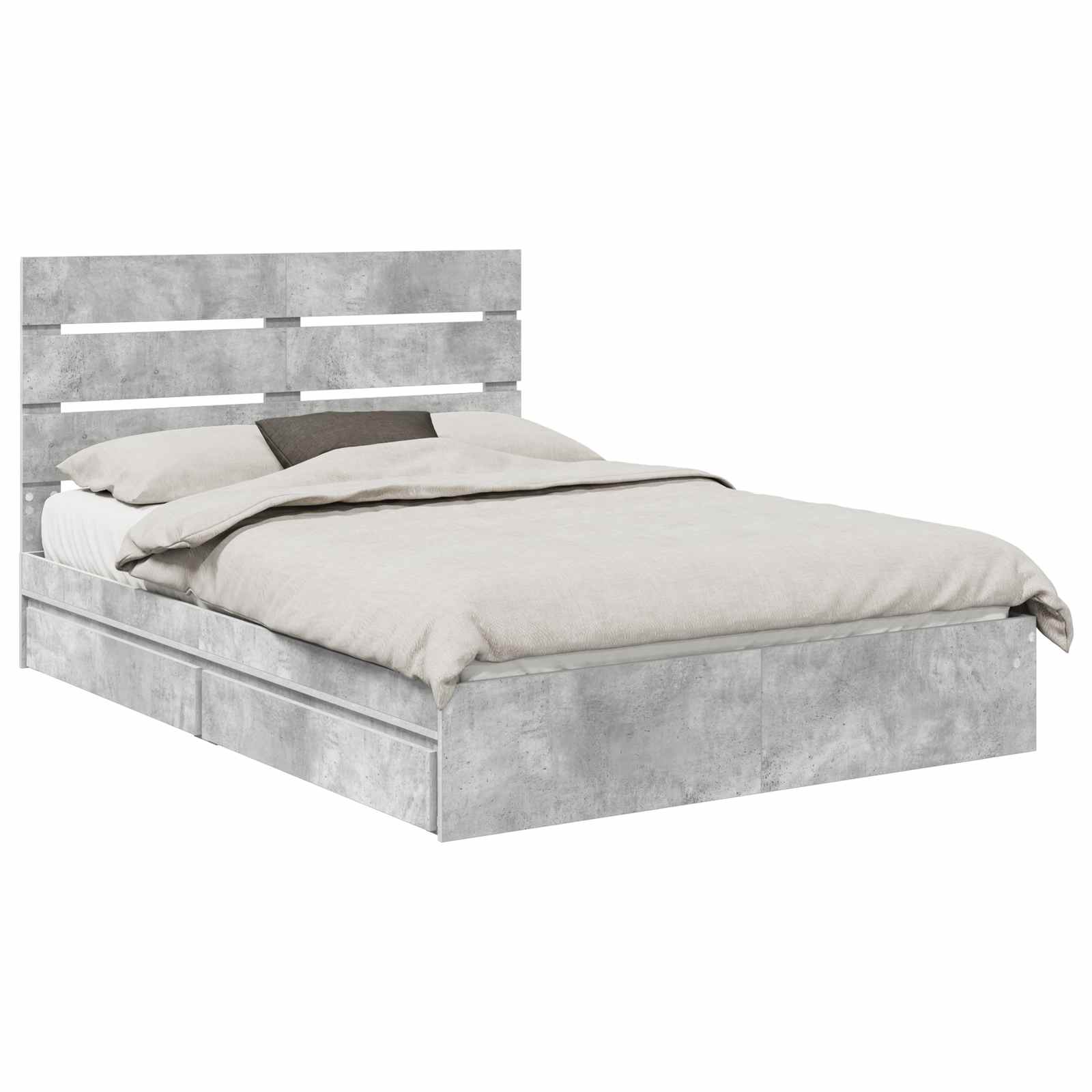 Opslag bed met hoofdeinde Beton Grijs 150 x 200 cm Bewerkt hout is nu te koop bij PeponiXL, paradijselijk wonen!