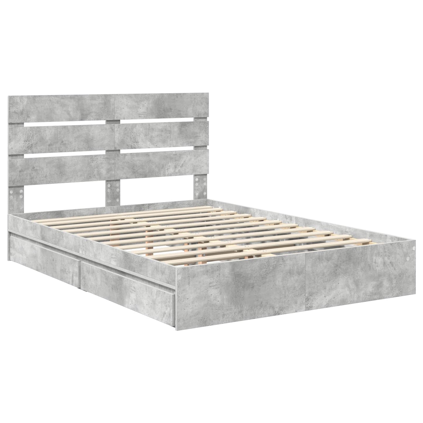 Opslag bed met hoofdeinde Beton Grijs 150 x 200 cm Bewerkt hout is nu te koop bij PeponiXL, paradijselijk wonen!