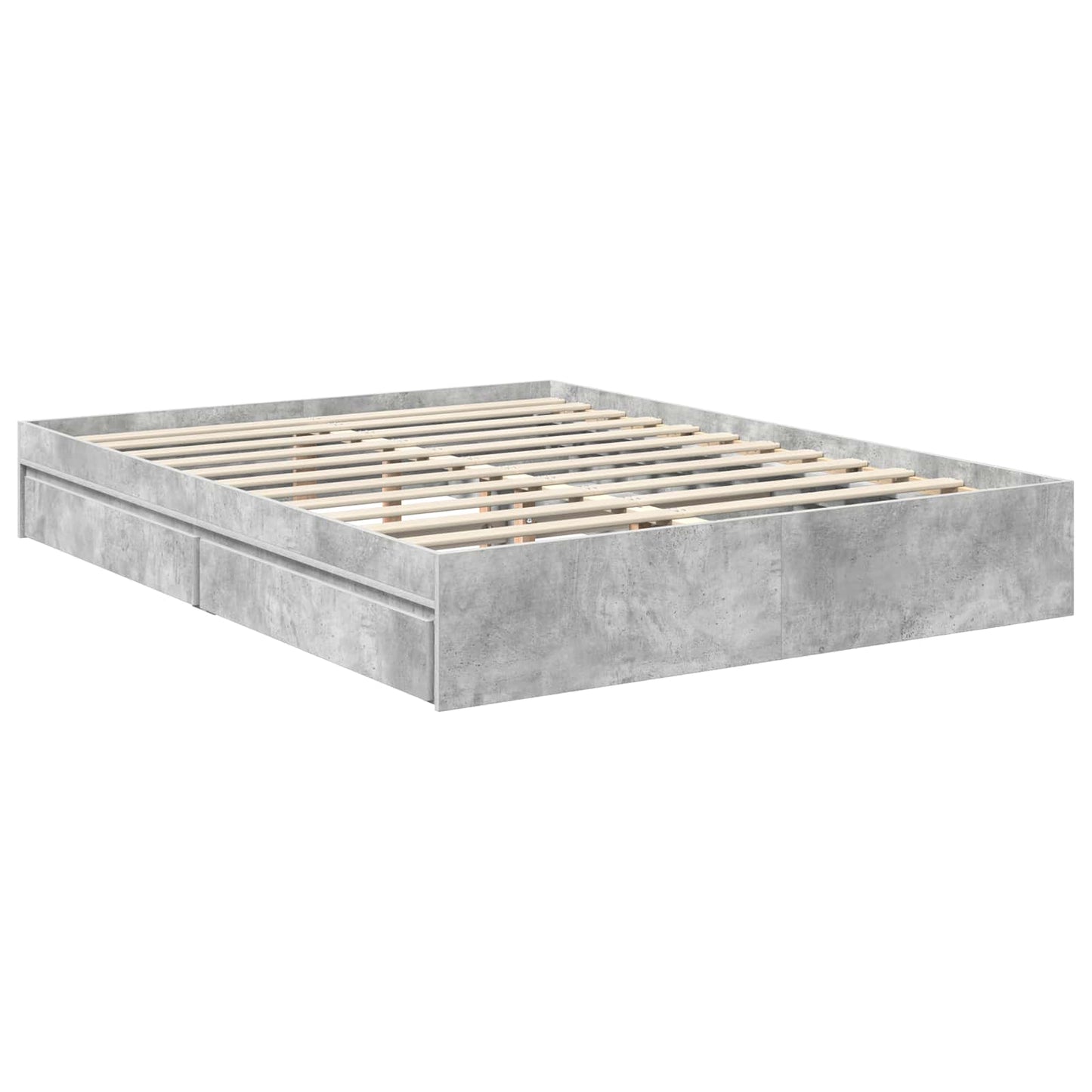 Opslag bed met hoofdeinde Beton Grijs 150 x 200 cm Bewerkt hout is nu te koop bij PeponiXL, paradijselijk wonen!