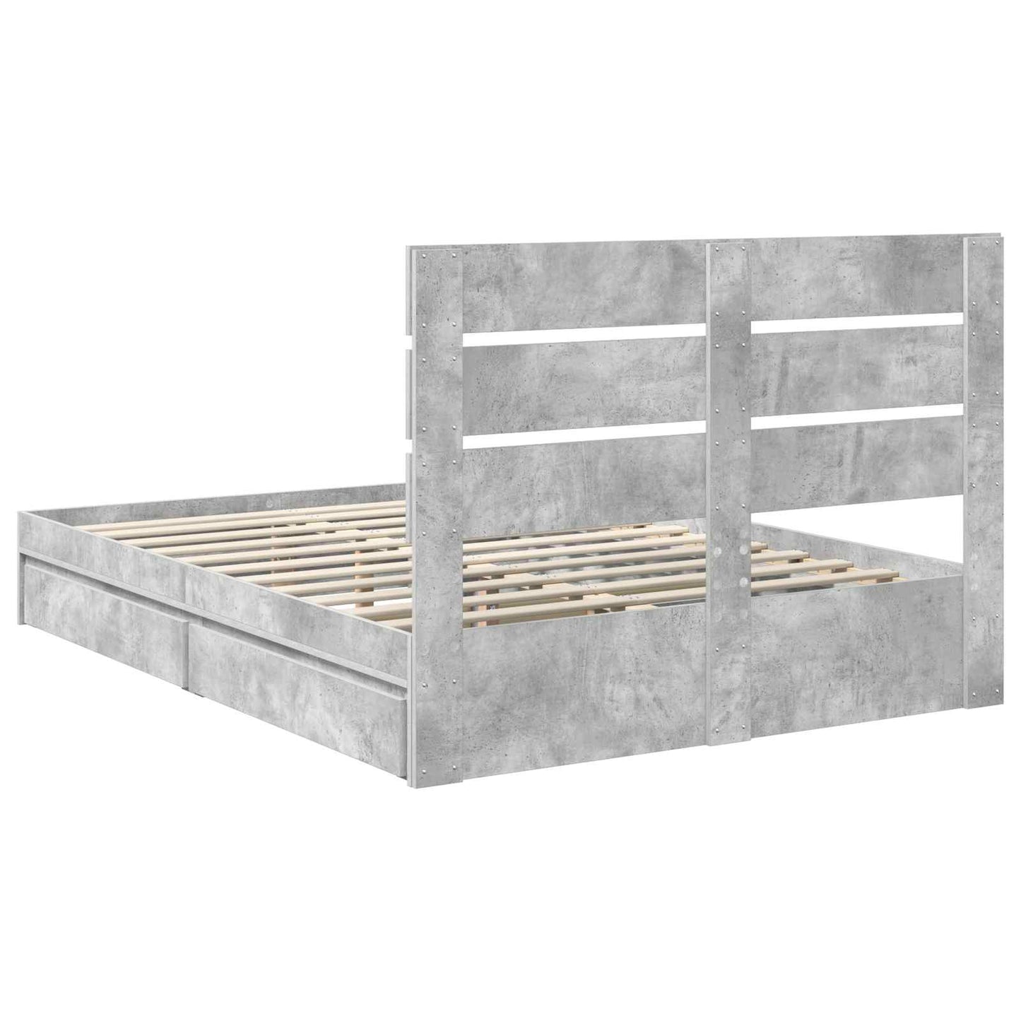 Opslag bed met hoofdeinde Beton Grijs 150 x 200 cm Bewerkt hout is nu te koop bij PeponiXL, paradijselijk wonen!
