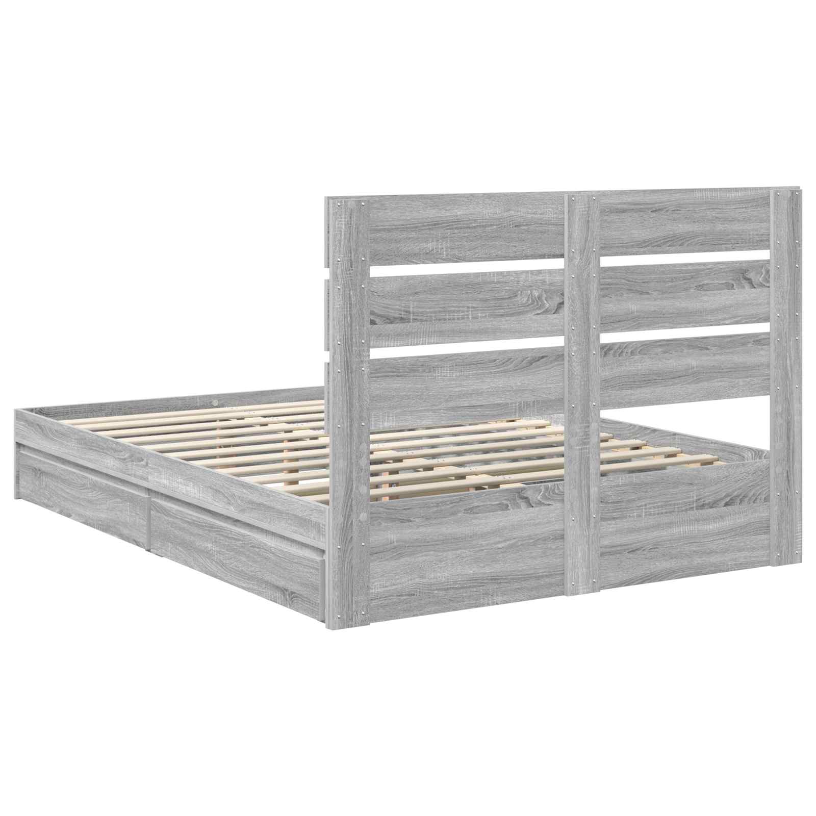 Opslag bed met lade Grijs Sonoma 150 x 200 cm Bewerkt hout is nu te koop bij PeponiXL, paradijselijk wonen!
