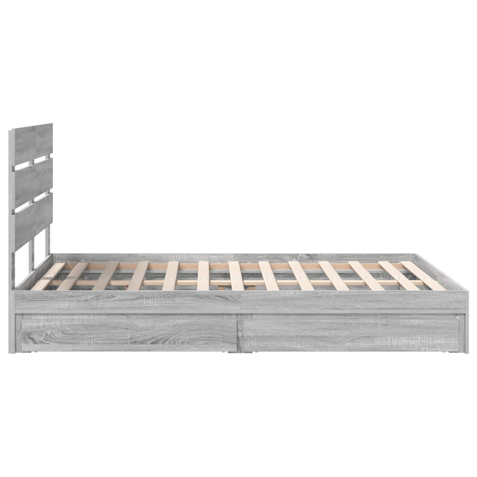 Opslag bed met lade Grijs Sonoma 140 x 200 cm Bewerkt hout is nu te koop bij PeponiXL, paradijselijk wonen!