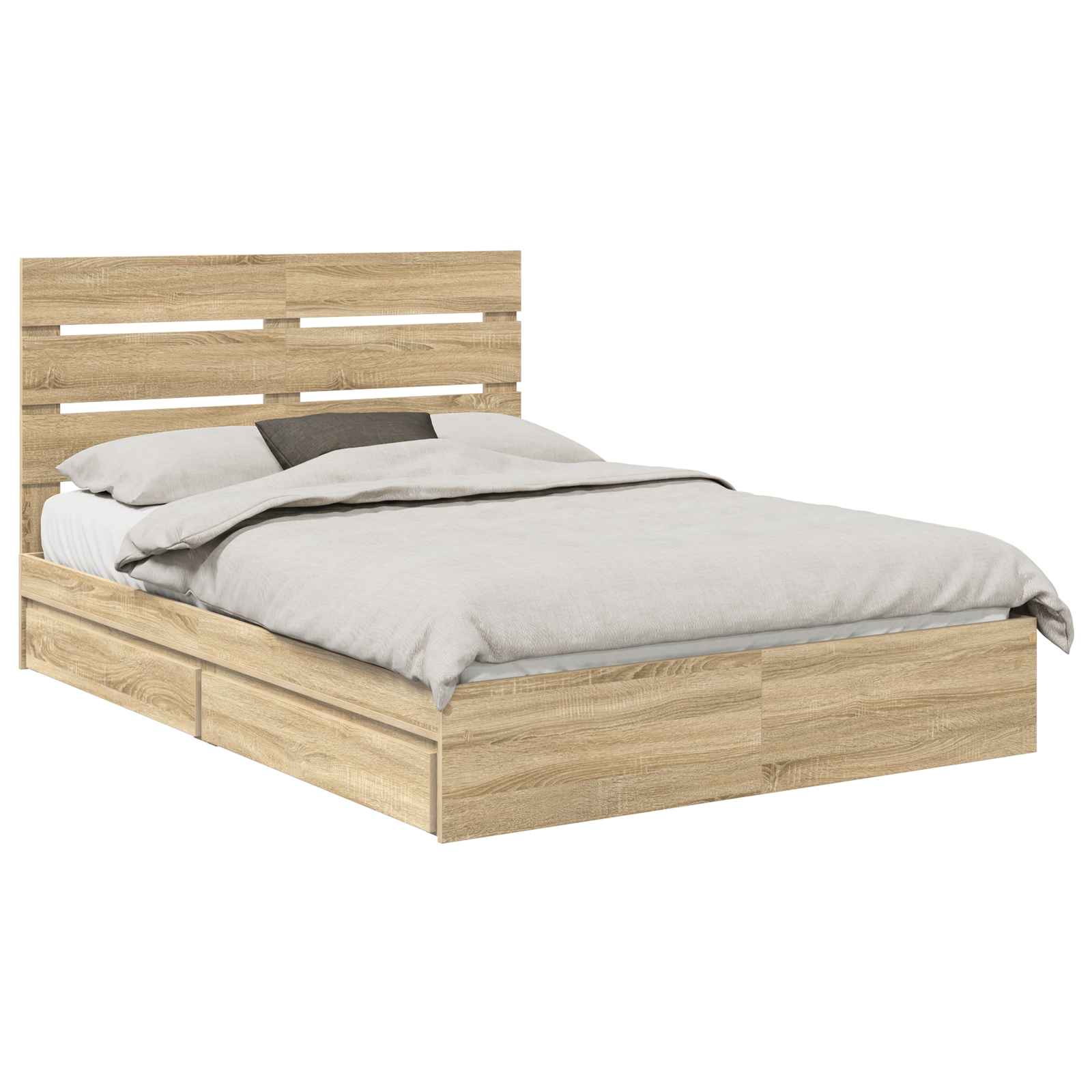 Opslag bed met lade Sonoma Eiken 140 x 190 cm Bewerkt hout is nu te koop bij PeponiXL, paradijselijk wonen!