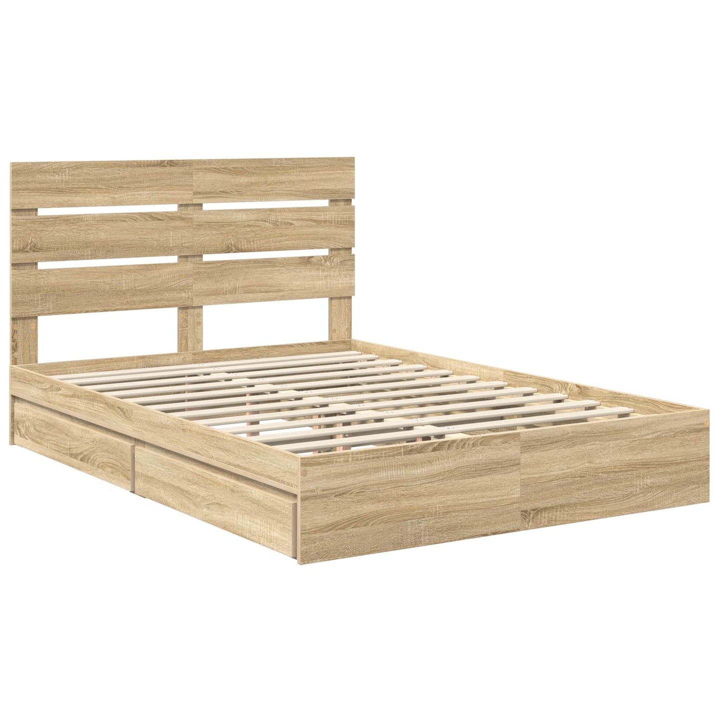 Opslag bed met lade Sonoma Eiken 140 x 190 cm Bewerkt hout is nu te koop bij PeponiXL, paradijselijk wonen!