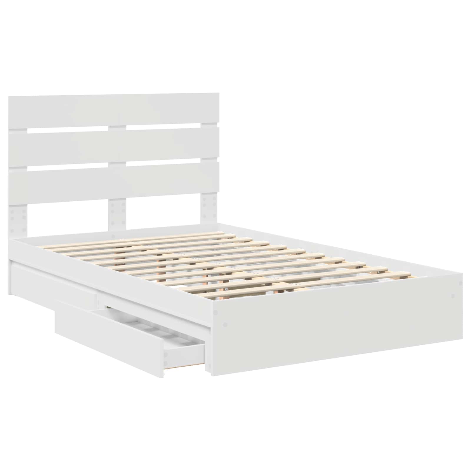 Opslag bed met hoofdeinde Wit 135 x 190 cm Bewerkt hout is nu te koop bij PeponiXL, paradijselijk wonen!