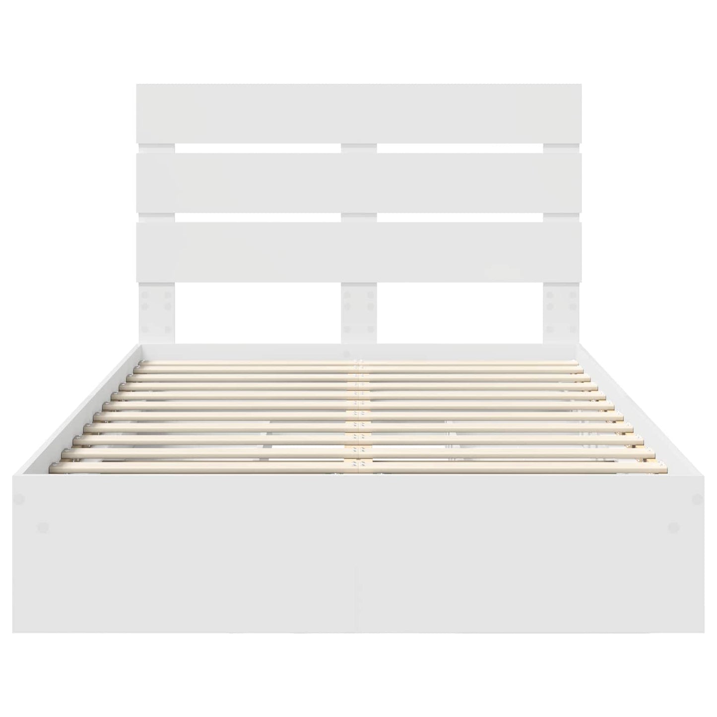Opslag bed met hoofdeinde Wit 135 x 190 cm Bewerkt hout is nu te koop bij PeponiXL, paradijselijk wonen!