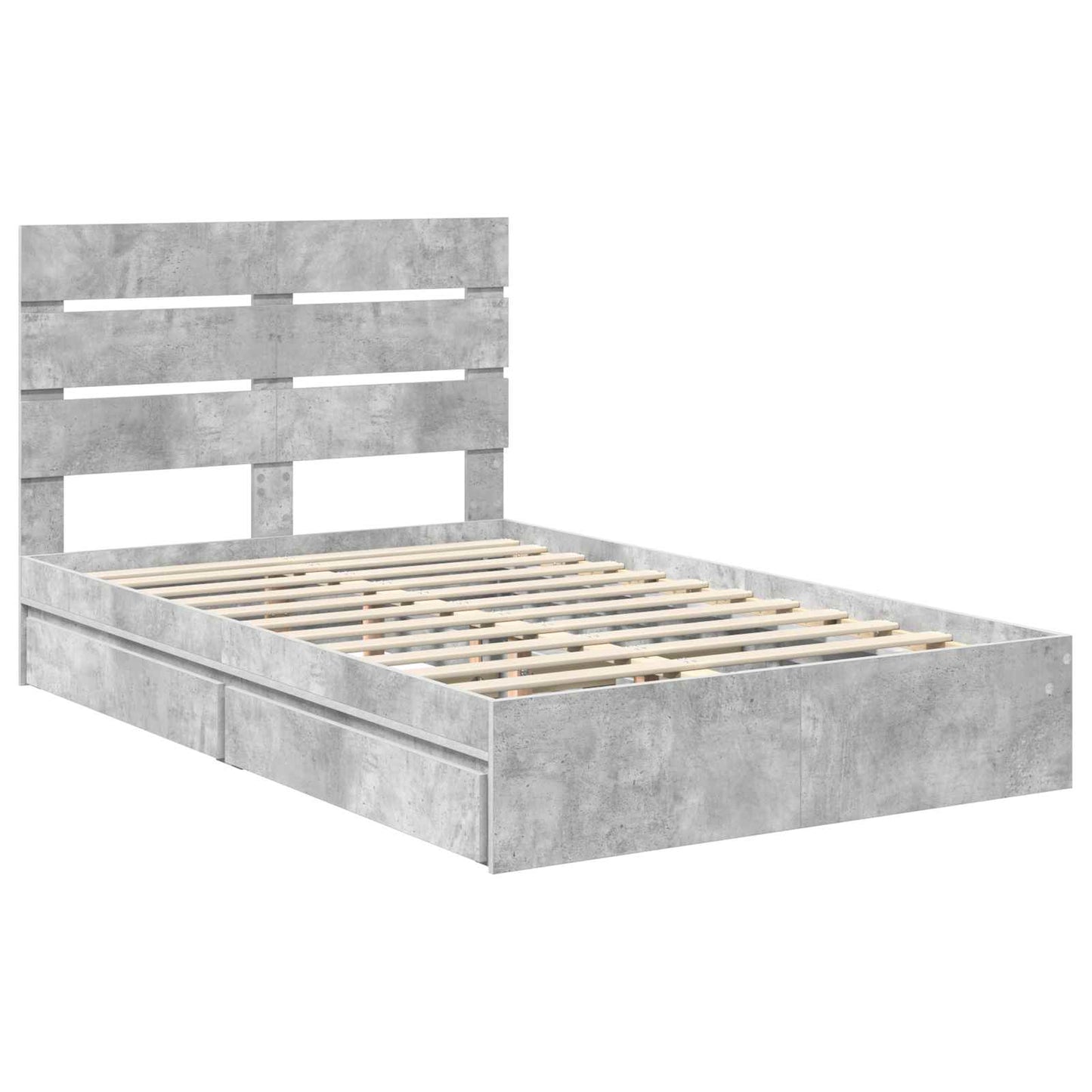 Opslag bed met hoofdeinde Beton Grijs 135 x 190 cm Bewerkt hout is nu te koop bij PeponiXL, paradijselijk wonen!