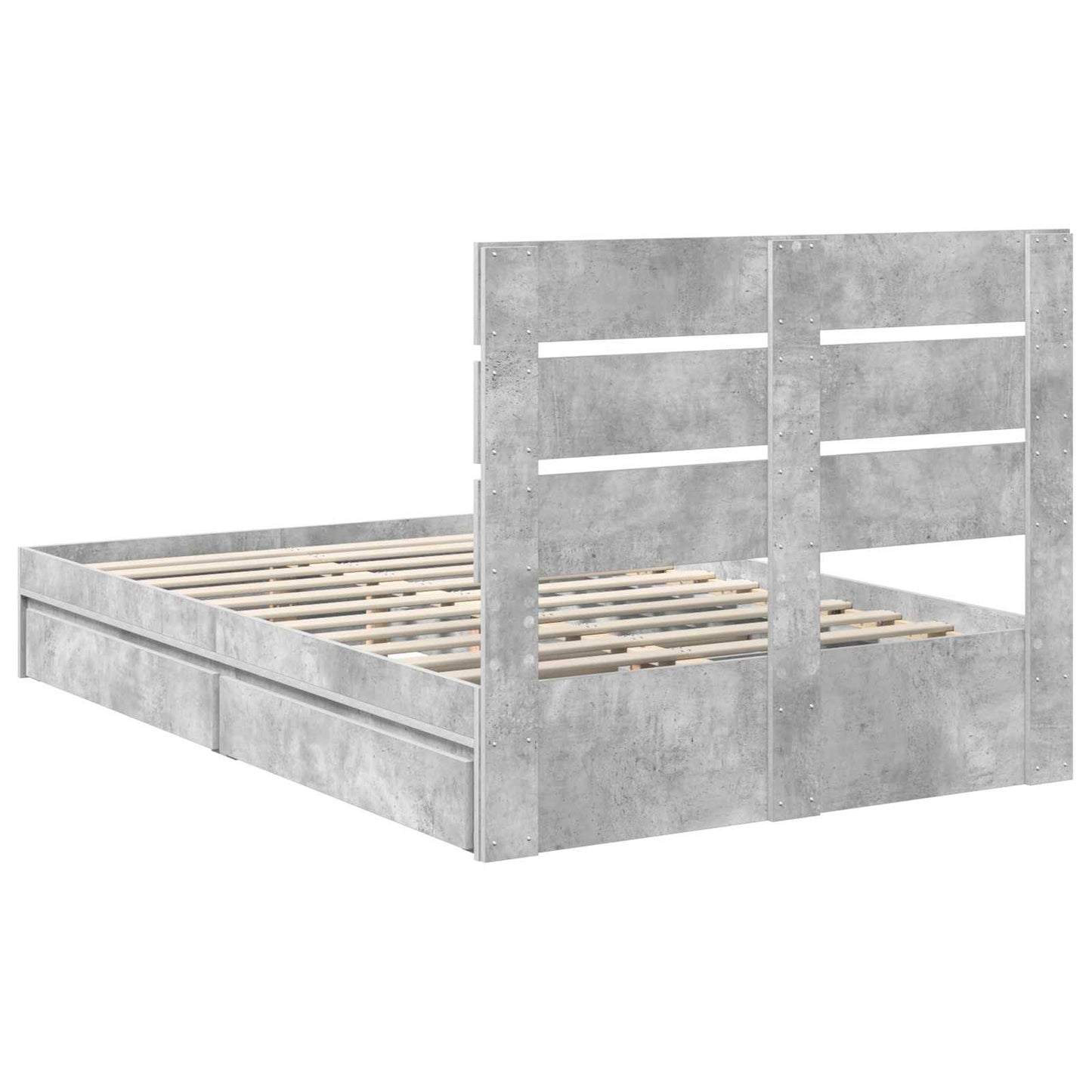 Opslag bed met hoofdeinde Beton Grijs 135 x 190 cm Bewerkt hout is nu te koop bij PeponiXL, paradijselijk wonen!