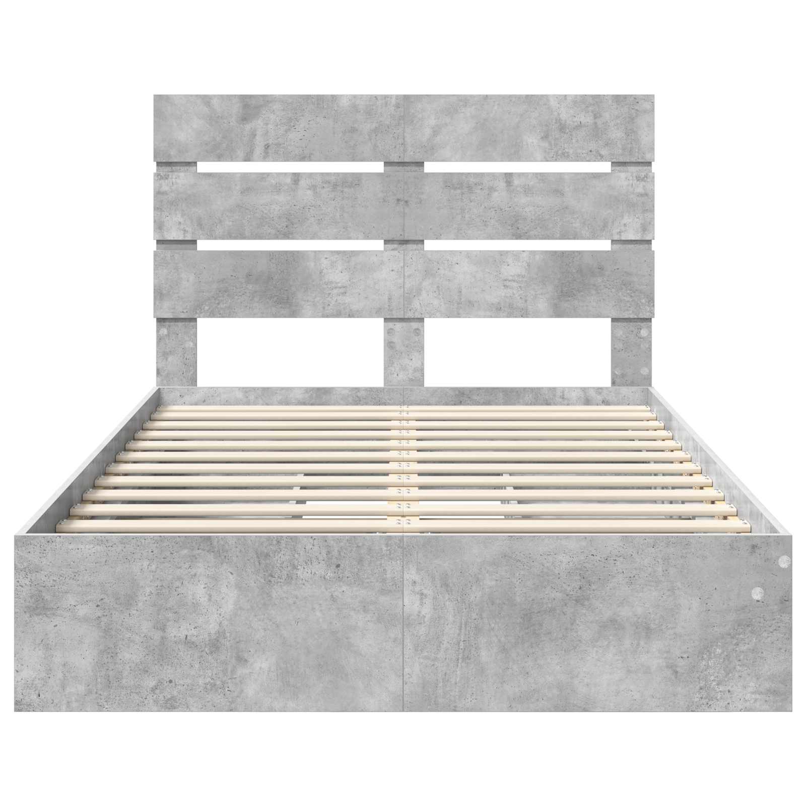 Opslag bed met hoofdeinde Beton Grijs 135 x 190 cm Bewerkt hout is nu te koop bij PeponiXL, paradijselijk wonen!