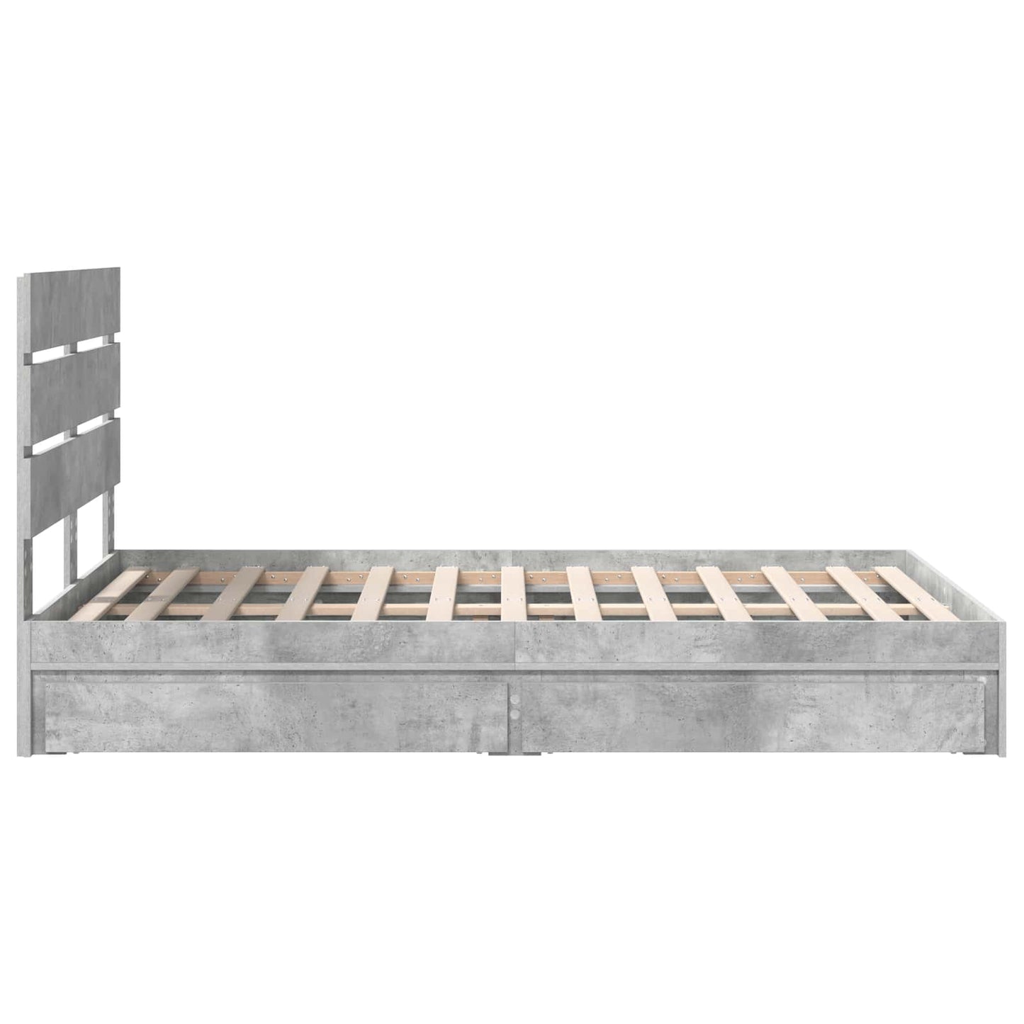 Opslag bed met hoofdeinde Beton Grijs 135 x 190 cm Bewerkt hout is nu te koop bij PeponiXL, paradijselijk wonen!