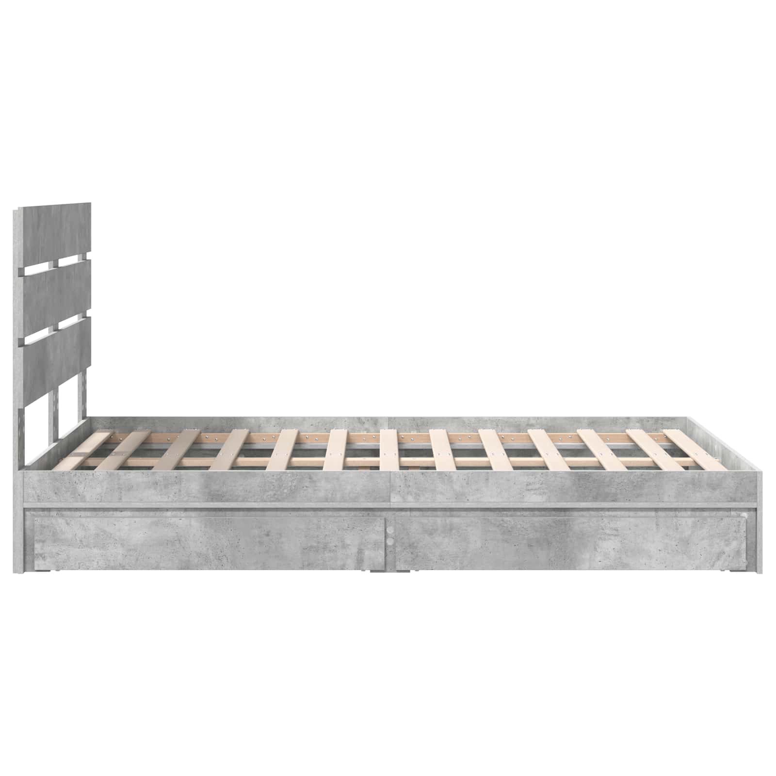 Opslag bed met hoofdeinde Beton Grijs 135 x 190 cm Bewerkt hout is nu te koop bij PeponiXL, paradijselijk wonen!