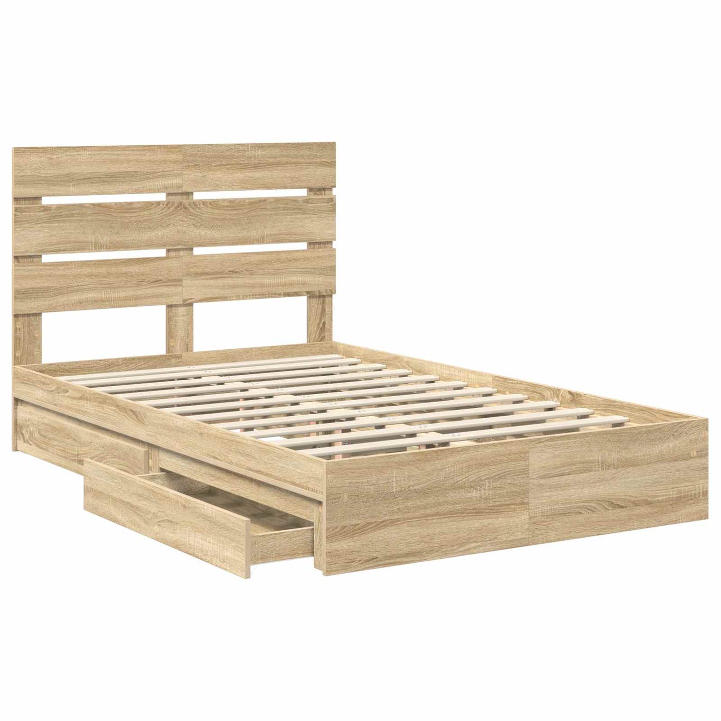 Opslag bed met lade Sonoma Eiken 120 x 200 cm Bewerkt hout is nu te koop bij PeponiXL, paradijselijk wonen!