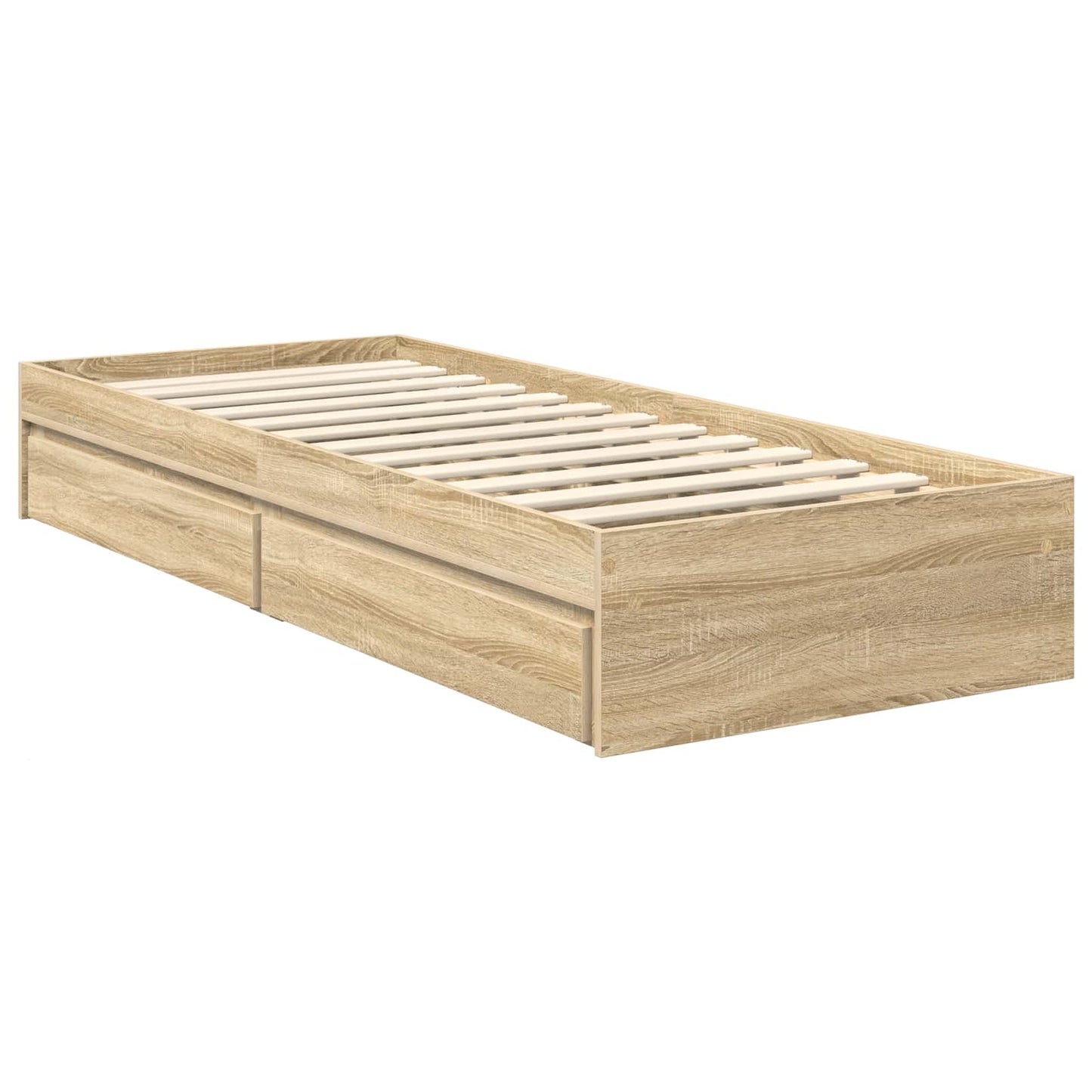 Opslag bed met lade Sonoma Eiken 120 x 200 cm Bewerkt hout is nu te koop bij PeponiXL, paradijselijk wonen!
