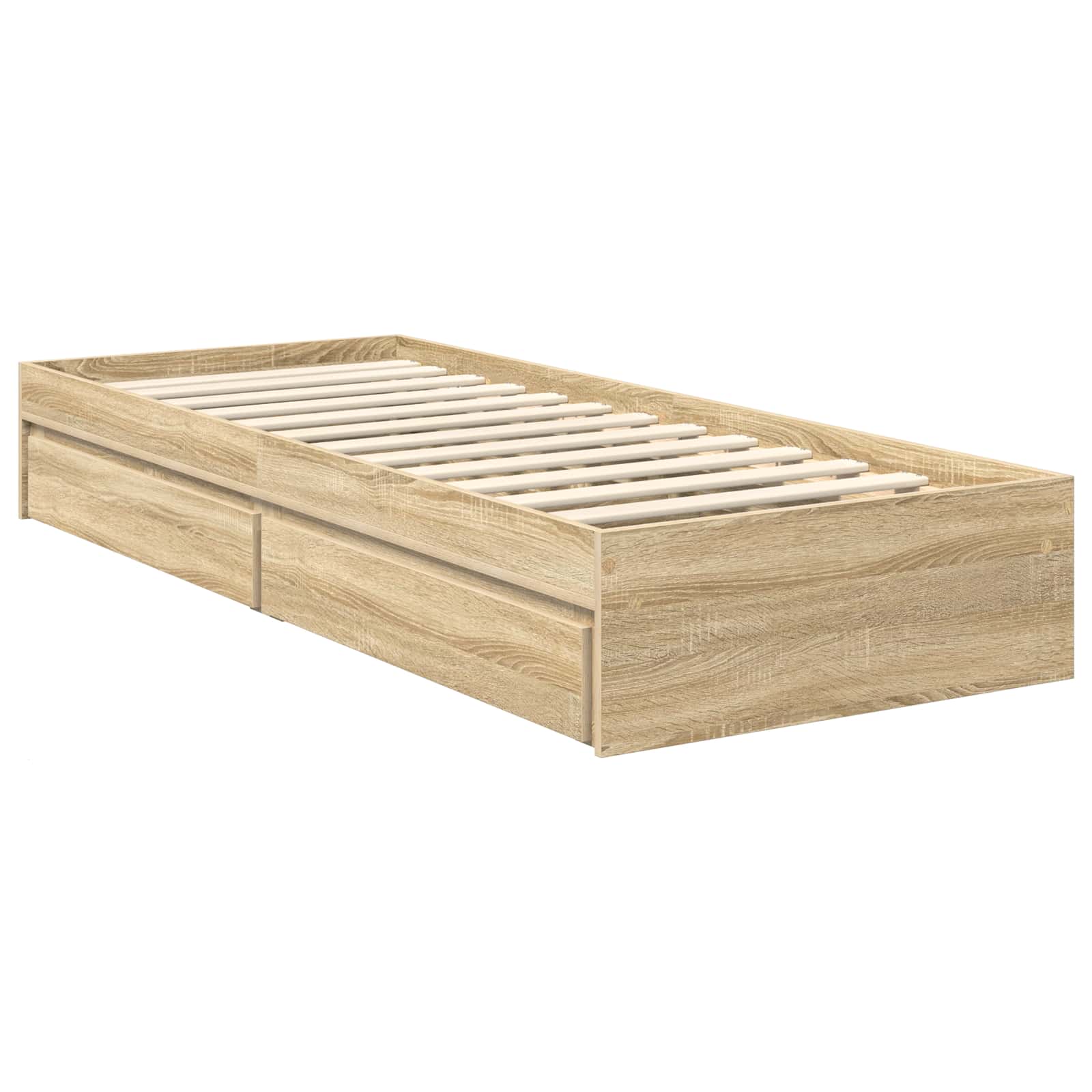 Opslag bed met lade Sonoma Eiken 120 x 200 cm Bewerkt hout is nu te koop bij PeponiXL, paradijselijk wonen!