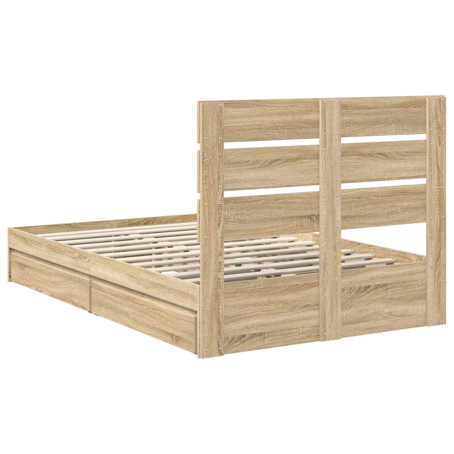 Opslag bed met lade Sonoma Eiken 120 x 200 cm Bewerkt hout is nu te koop bij PeponiXL, paradijselijk wonen!