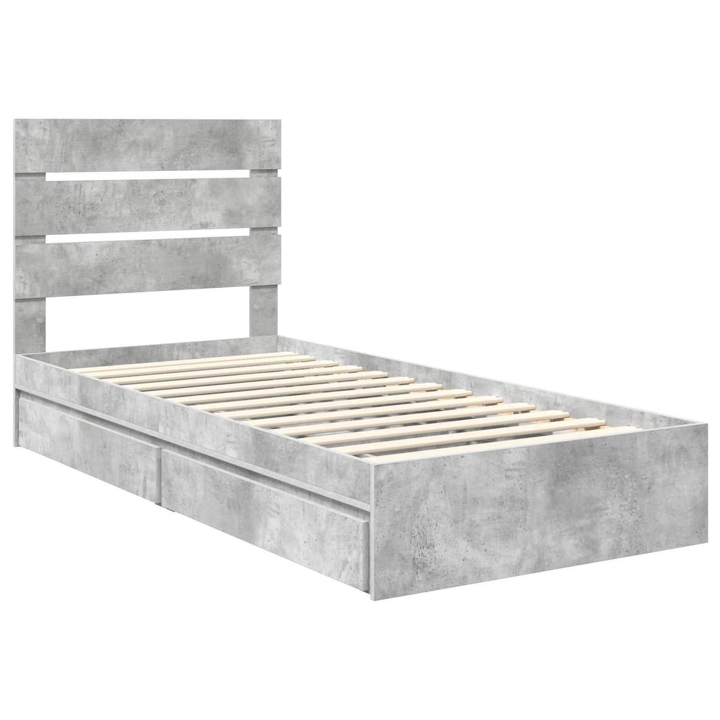 Opslag bed met hoofdeinde Beton Grijs 100 x 200 cm Bewerkt hout is nu te koop bij PeponiXL, paradijselijk wonen!