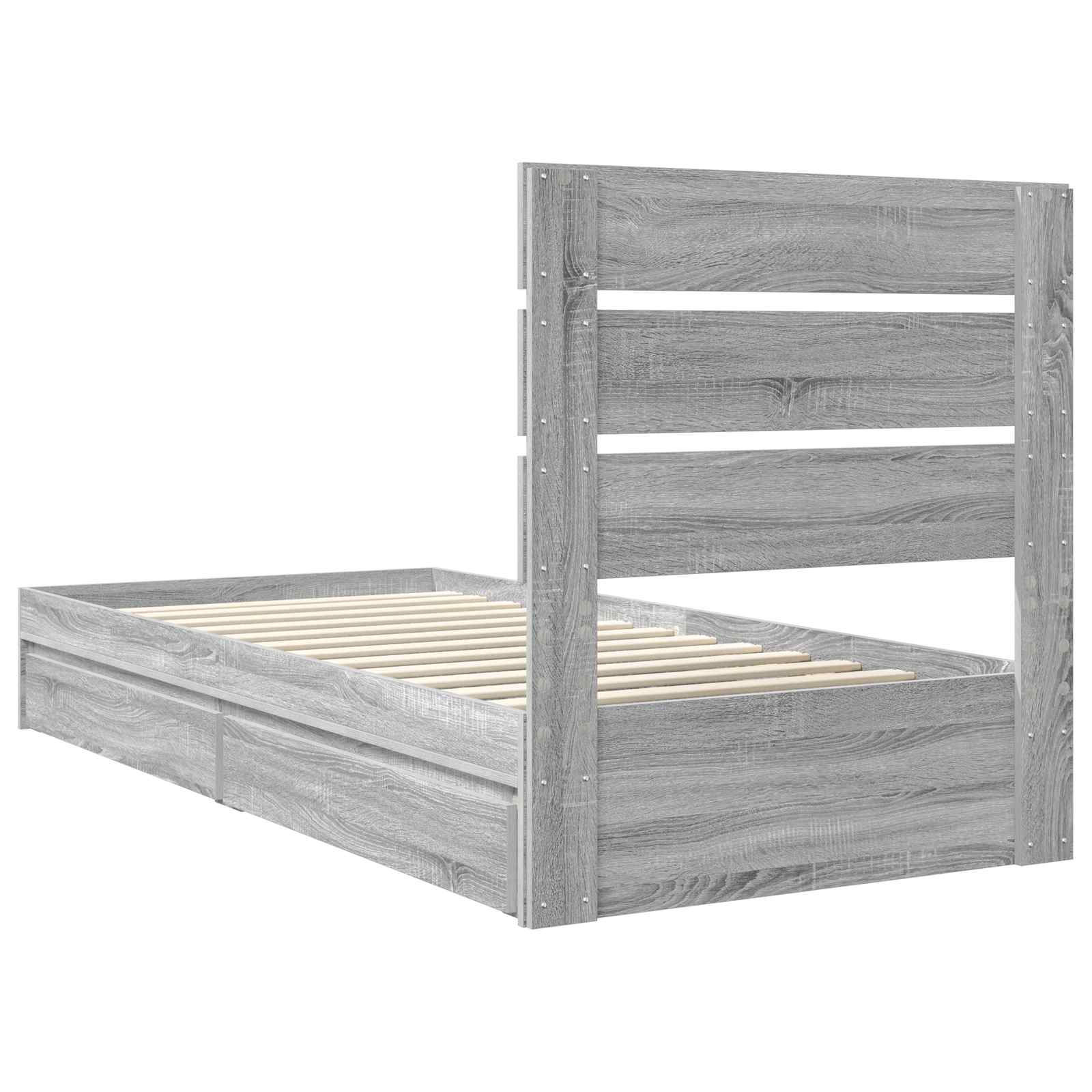 Opslag bed met lade Grijs Sonoma 100 x 200 cm Bewerkt hout is nu te koop bij PeponiXL, paradijselijk wonen!