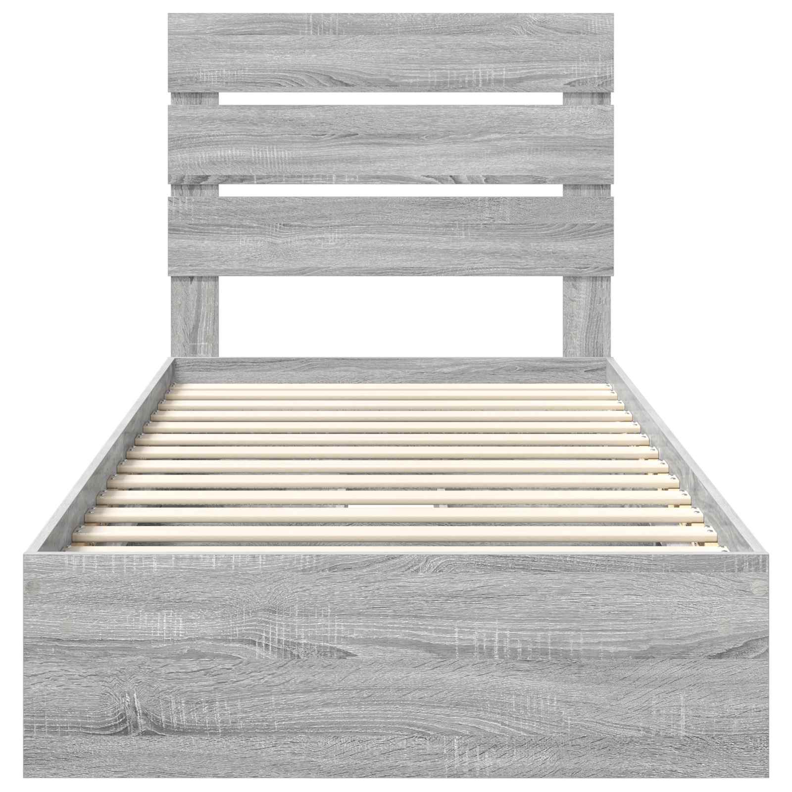 Opslag bed met lade Grijs Sonoma 100 x 200 cm Bewerkt hout is nu te koop bij PeponiXL, paradijselijk wonen!