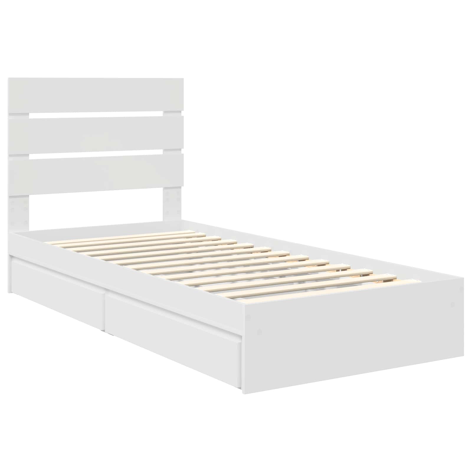 Opslag bed met hoofdeinde met lade Wit 90 x 200 cm Bewerkt hout is nu te koop bij PeponiXL, paradijselijk wonen!