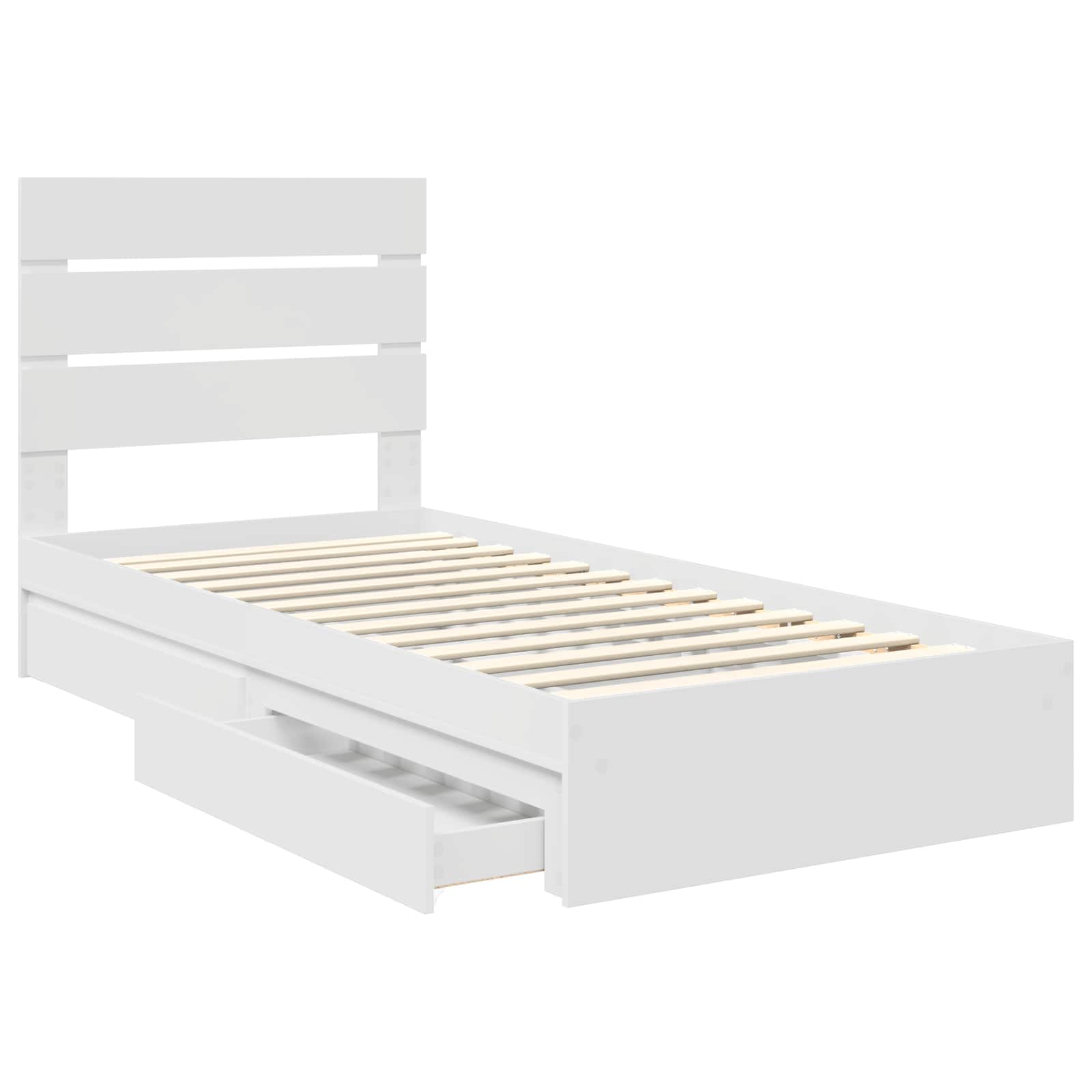 Opslag bed met hoofdeinde met lade Wit 90 x 200 cm Bewerkt hout is nu te koop bij PeponiXL, paradijselijk wonen!