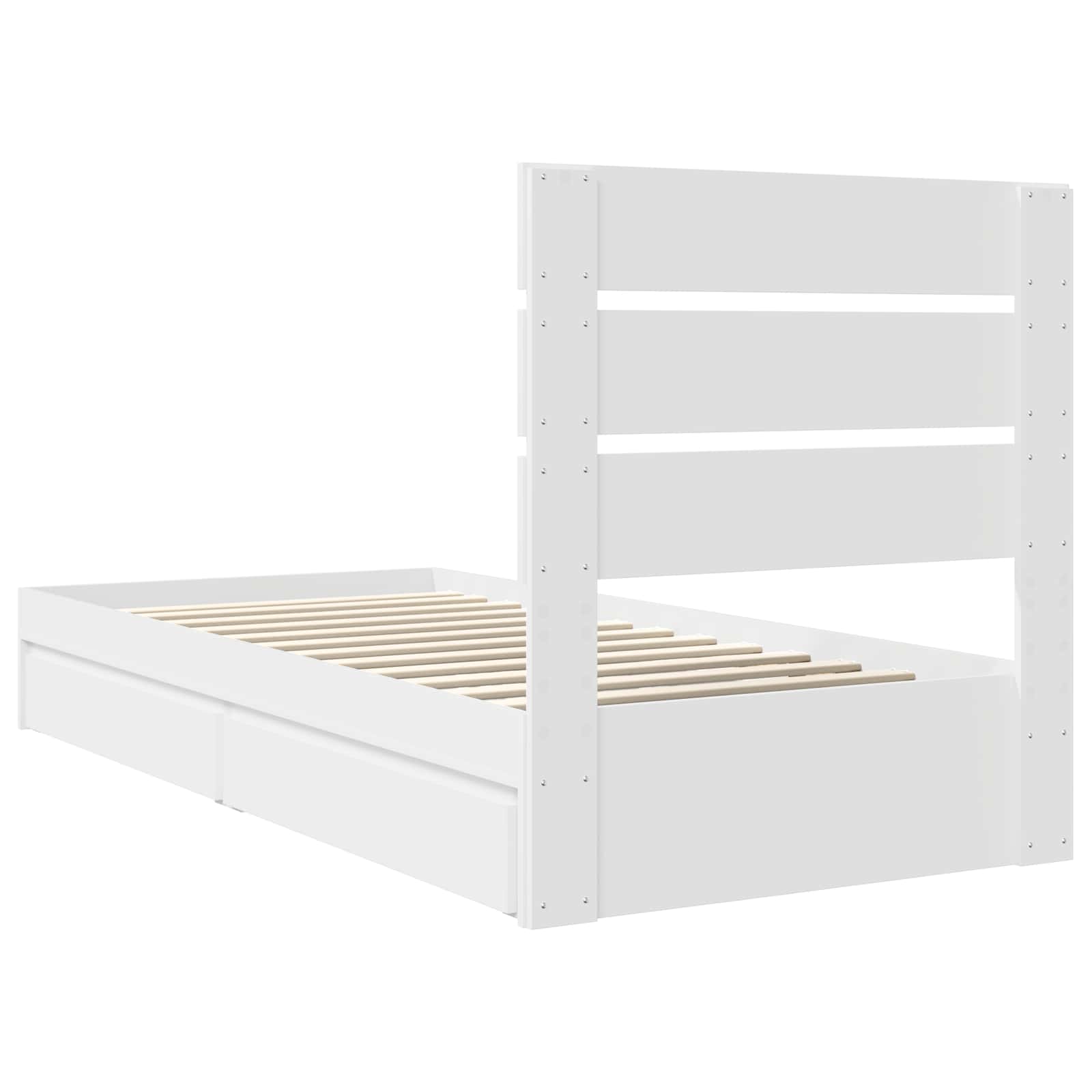 Opslag bed met hoofdeinde met lade Wit 90 x 200 cm Bewerkt hout is nu te koop bij PeponiXL, paradijselijk wonen!