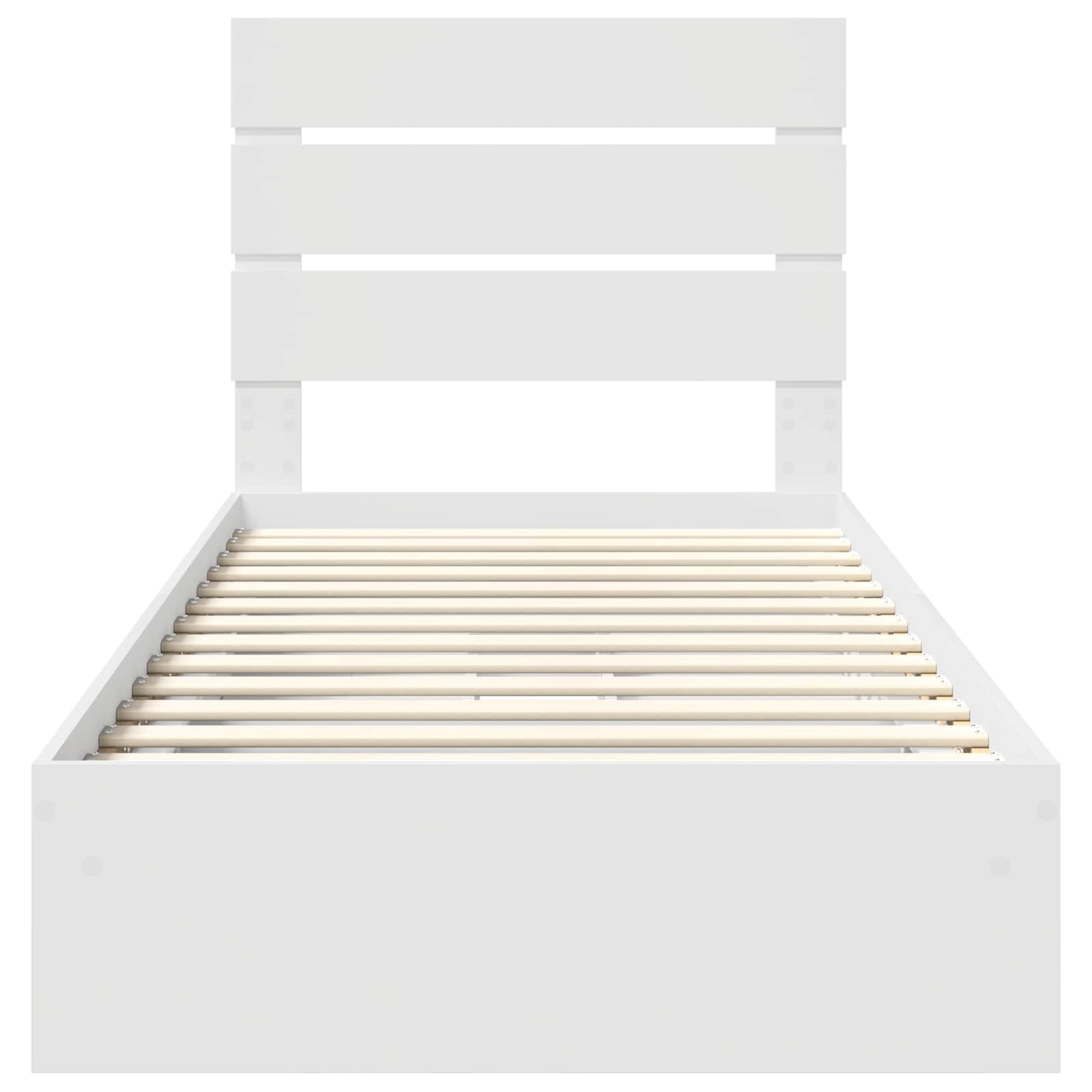 Opslag bed met hoofdeinde met lade Wit 90 x 200 cm Bewerkt hout is nu te koop bij PeponiXL, paradijselijk wonen!