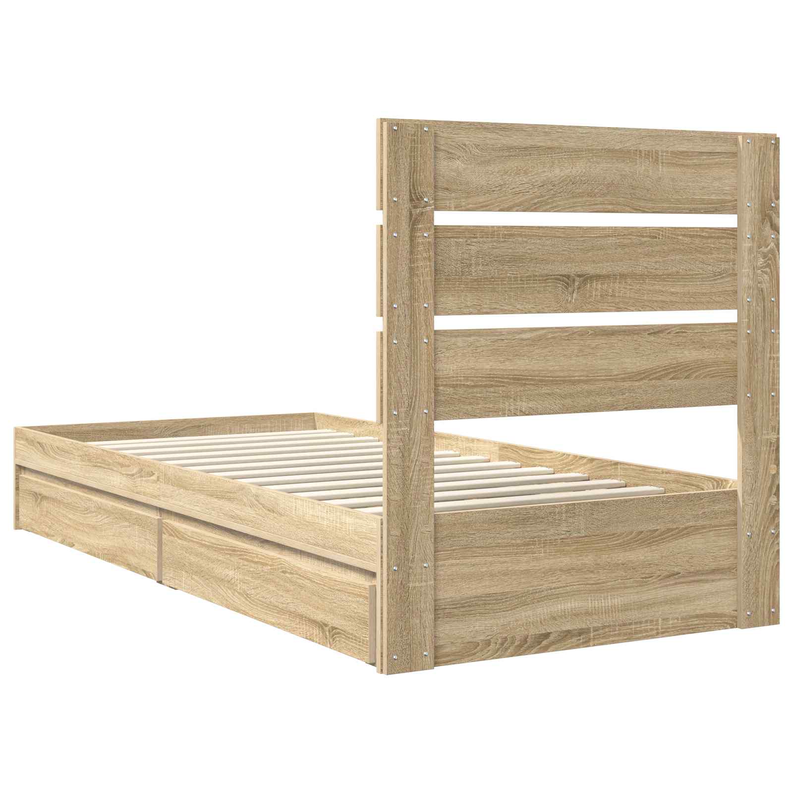 Opslag bed met hoofdeinde Sonoma Eiken 90 x 200 cm Bewerkt hout is nu te koop bij PeponiXL, paradijselijk wonen!