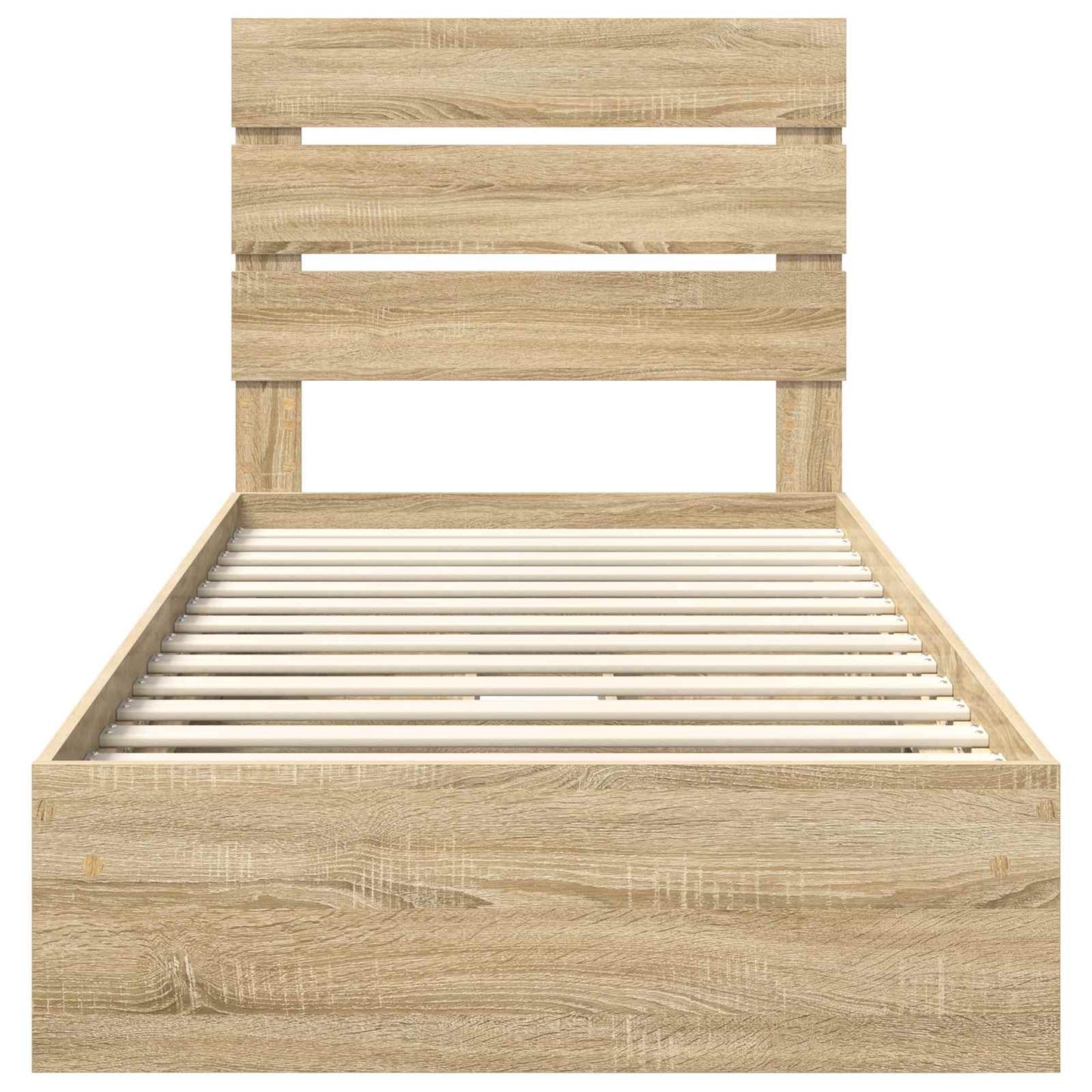 Opslag bed met hoofdeinde Sonoma Eiken 90 x 200 cm Bewerkt hout is nu te koop bij PeponiXL, paradijselijk wonen!